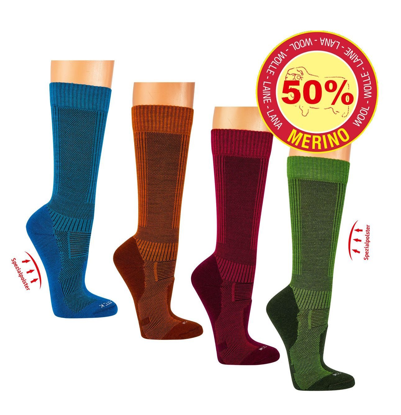 TippTexx 24 Wandersocken 2 Paar Performance Trekkingsocken 50% Wolle (Merino) Spezialpolster (2 Paar)
