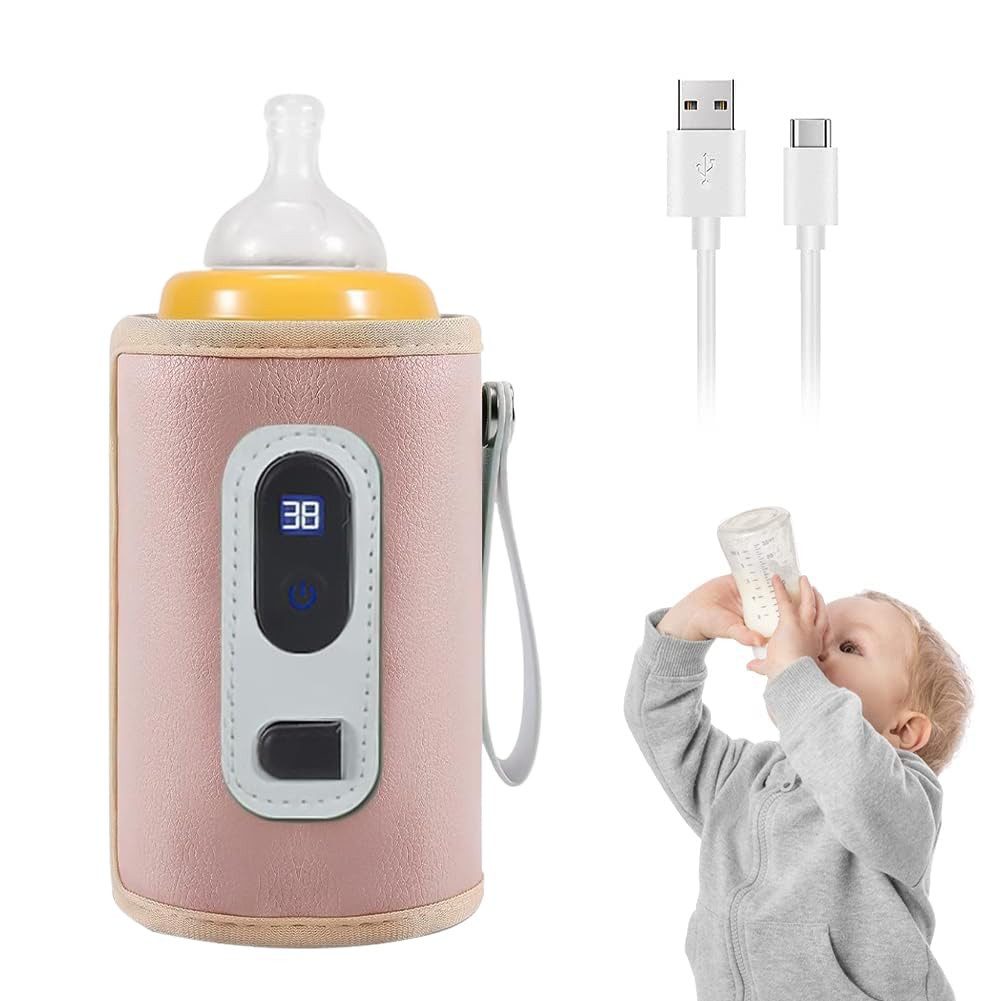 Minicloss Babyflaschenwärmer Tragbarer Babyflaschen-Warmhalter, USB Babyflaschen-Isolierer, für unterwegs, Flaschenwärmehalter für Muttermilch & Babyflasche