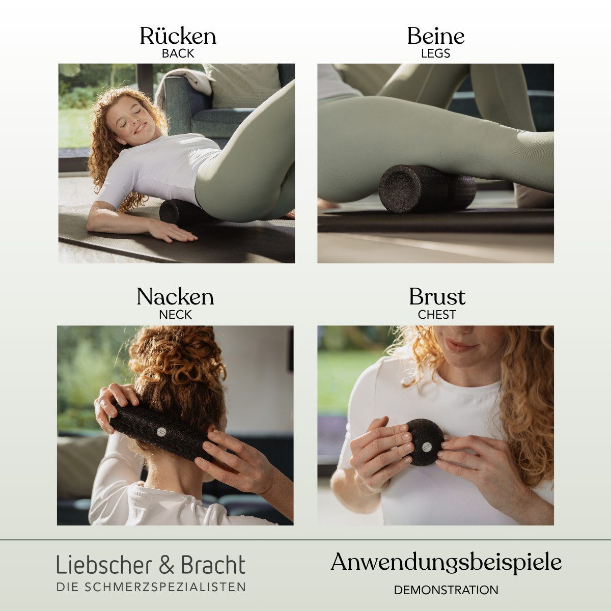 Liebscher & Bracht Massagerolle Liebscher & Bracht Set: Faszienrolle & Faszienball (je 2 Stück, verschiedene Größen), 4-tlg., zum Faszien Training von Muskeln, Bindegewebe und Stoffwechsel), umlaufende Rille zur Wirbelsäulenentlastung, Made in Germany