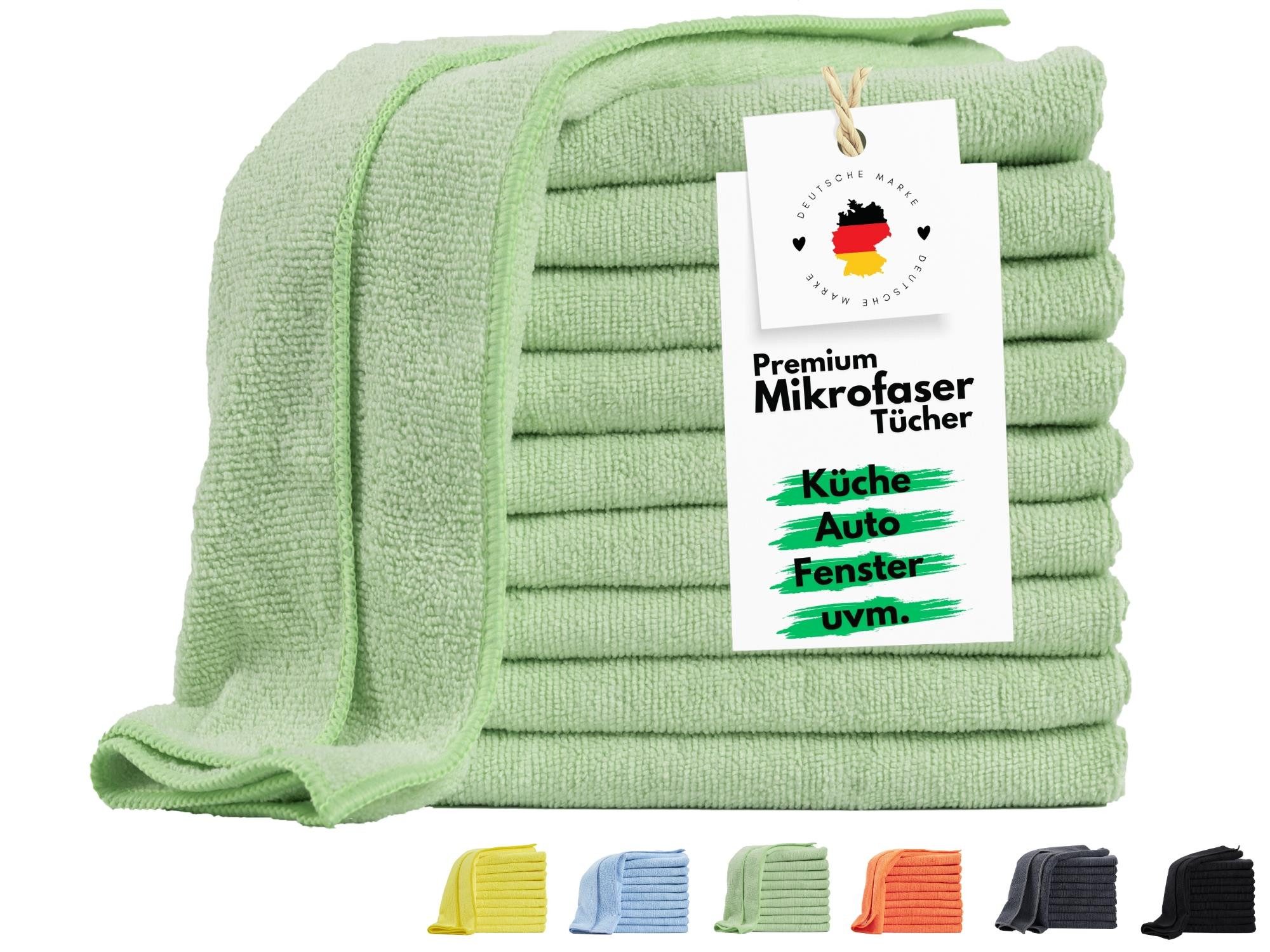 Carpe Sonno Fusselfrei Putztücher Fenstertücher Reinigungstücher Lappen Küche Auto Mikrofasertuch (Mikrofaser, 40x40 cm, Spar-Set, 20-tlg., 20 Microfasertücher, Microfasertücher für streifenfreie Reinigung & Politur Putzlappen Grün)