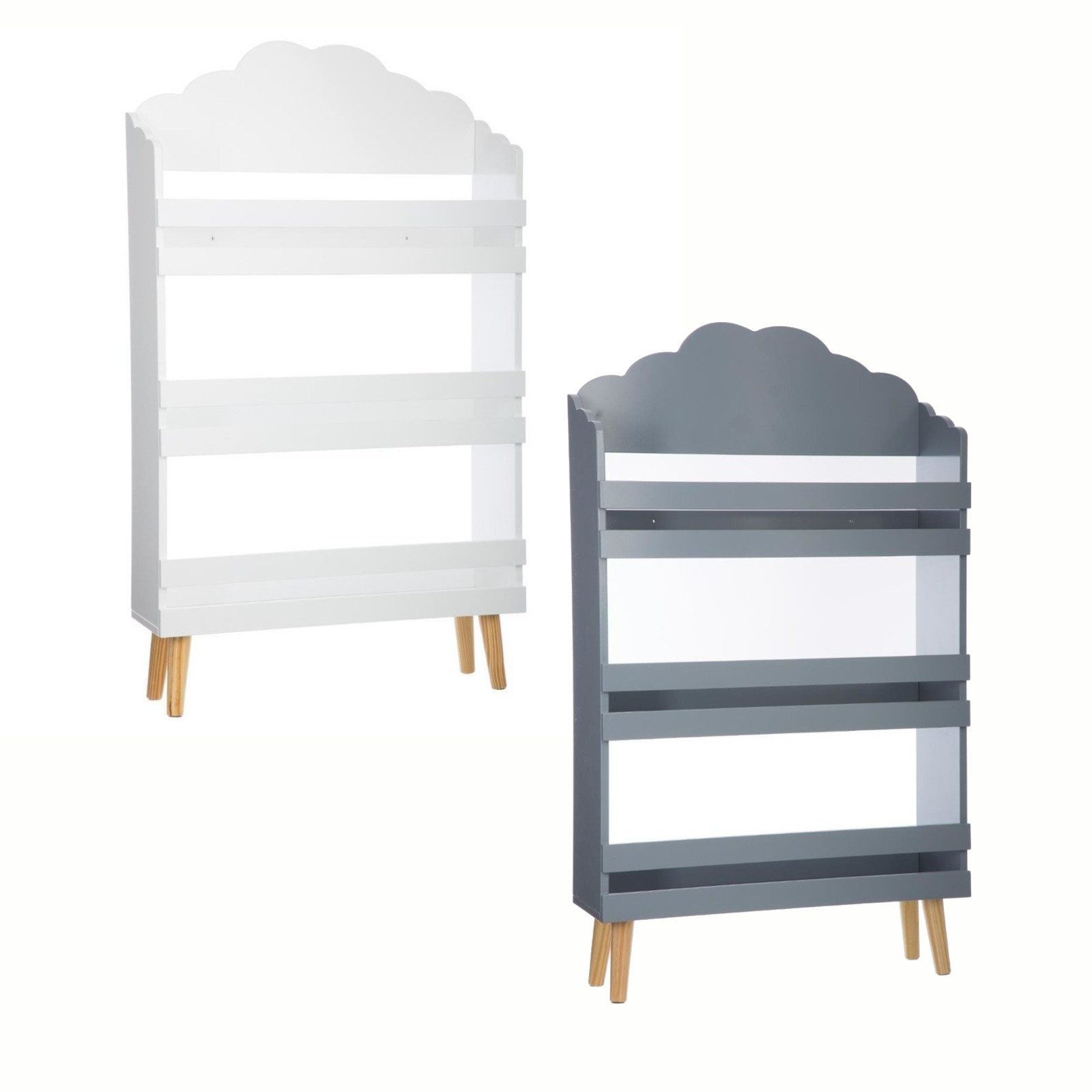 Home-trends24.de Ablageregal Aufbewahrungsregal Kinderregal Bücher Regal 3 Ebenen Wolke 58x18x100cm, Wolken Design