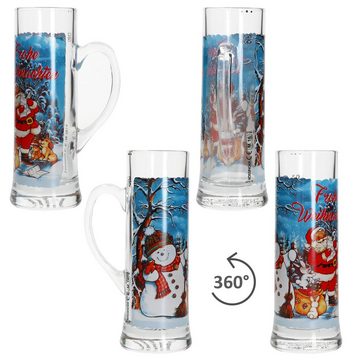 MamboCat Tasse 3x Frohe Weihnachten Glühwein-Gläser mit Henkel 200ml geeicht, Glas