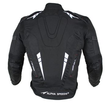 Alpha Speeds Motorradjacke Herren Biker Textil Jacke Wasserdicht Sport Touring Jacke Protektoren (Trennbare Innenjacke: All Season) Belüftungssysteme, SPORT Schwarz