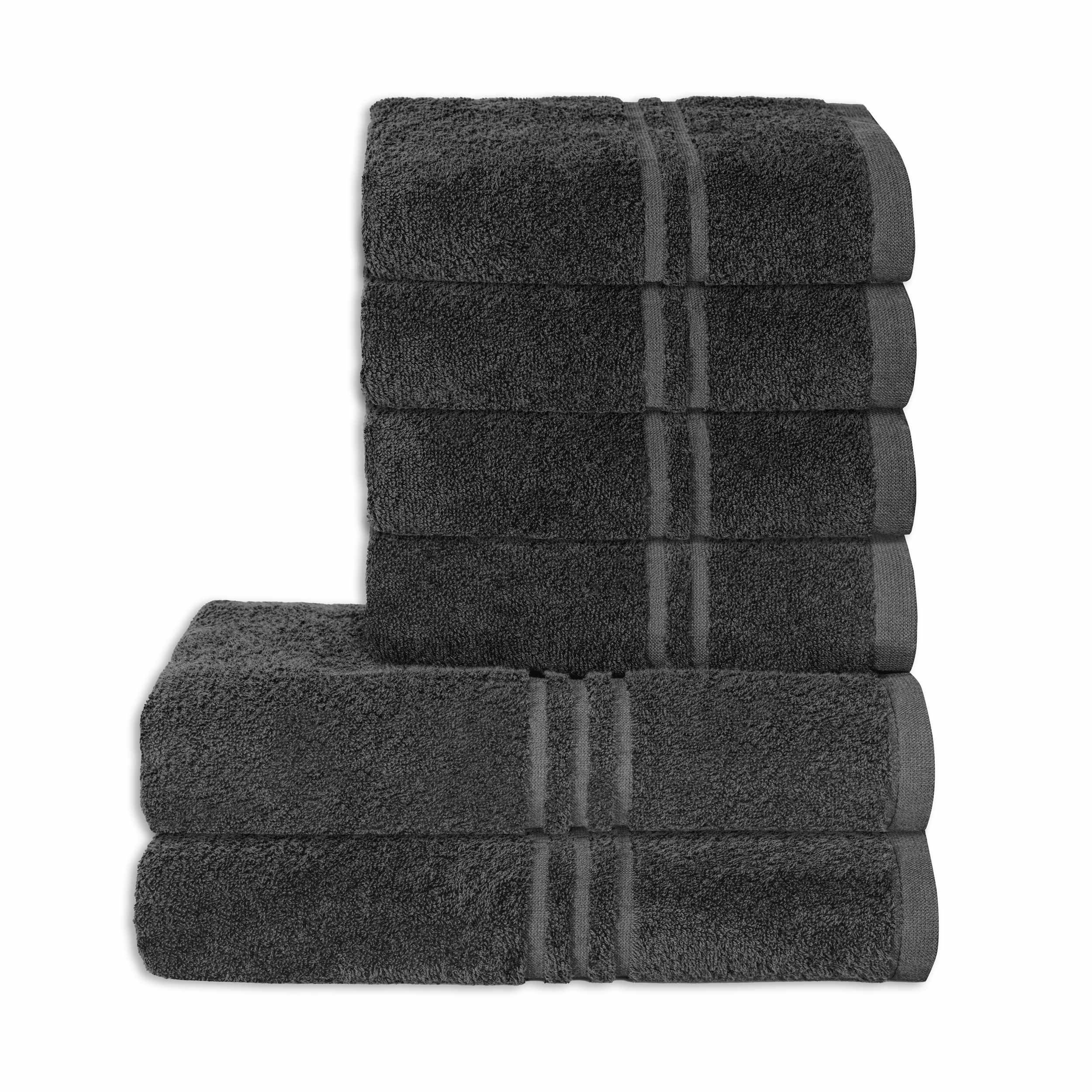 aurora Objektwäsche Badetücher Handtuch Set Rio 6-teilig anthrazit Premium Qualität 100% Baumwolle, Baumwolle