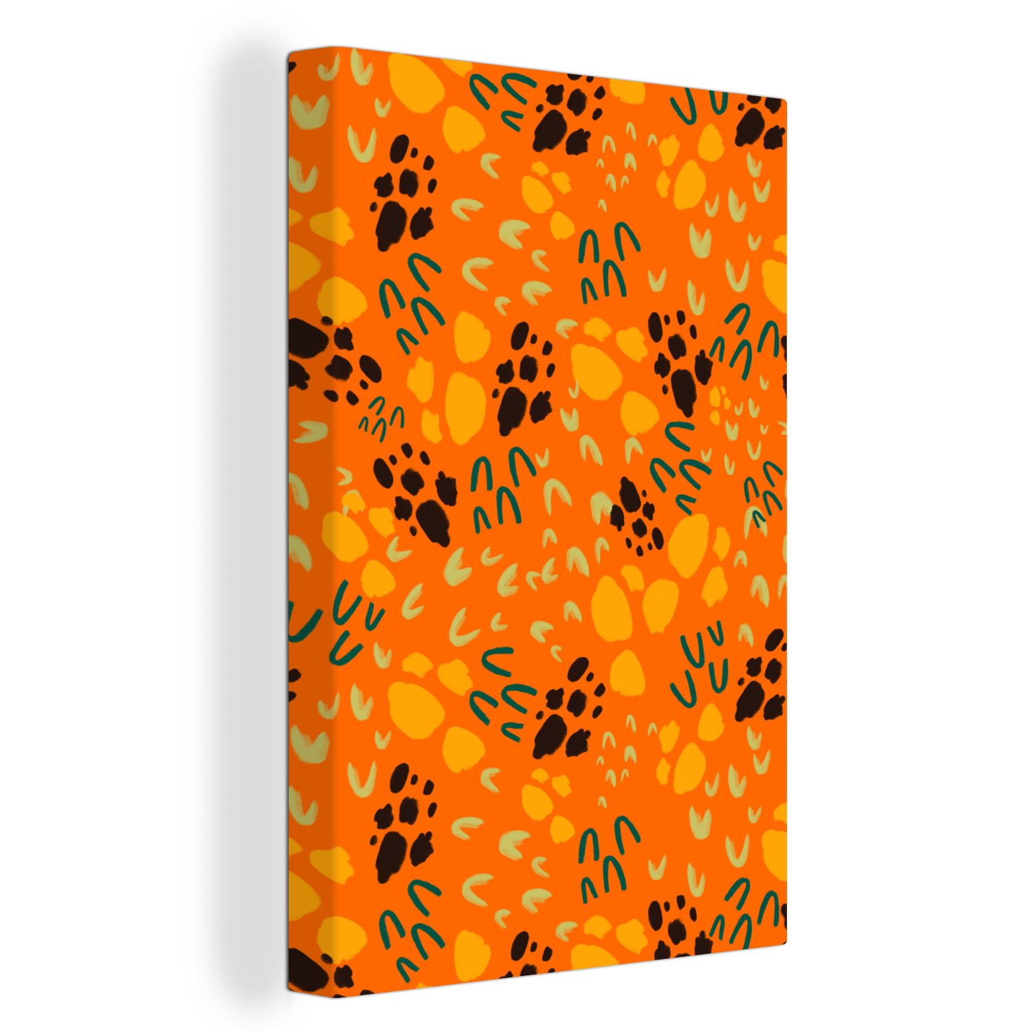 OneMillionCanvasses® Leinwandbild Orange - Sporen - Muster, (1 St), Leinwandbild fertig bespannt inkl. Zackenaufhänger, Gemälde, 20x30 cm