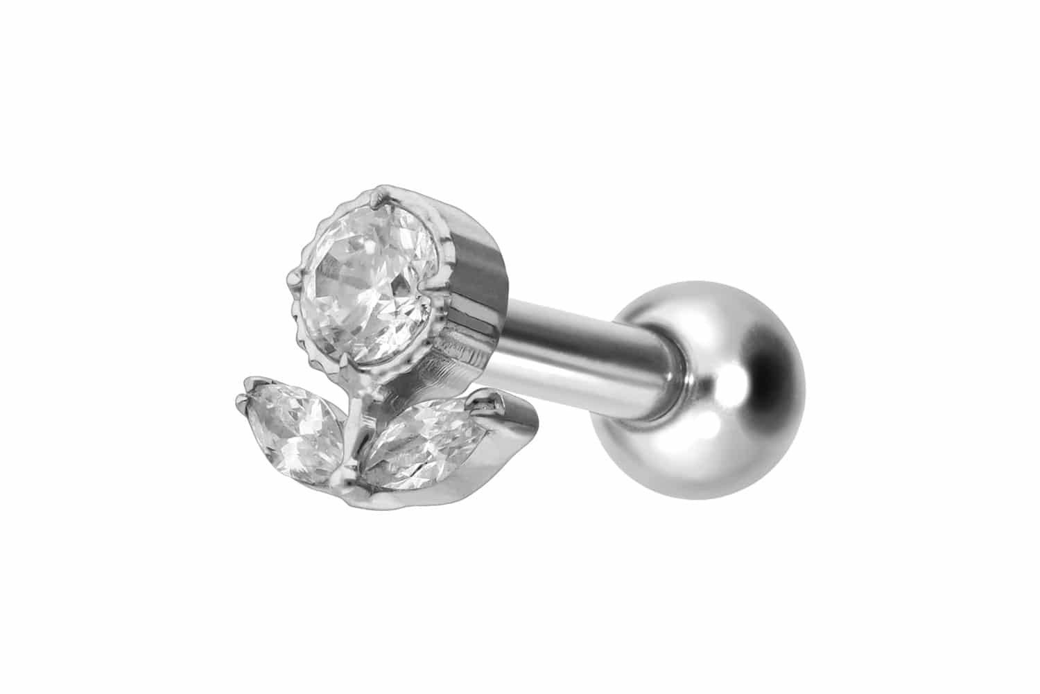 Piercing-Set Titan Ohrpiercing mit Innengewinde KRISTALLBLUME