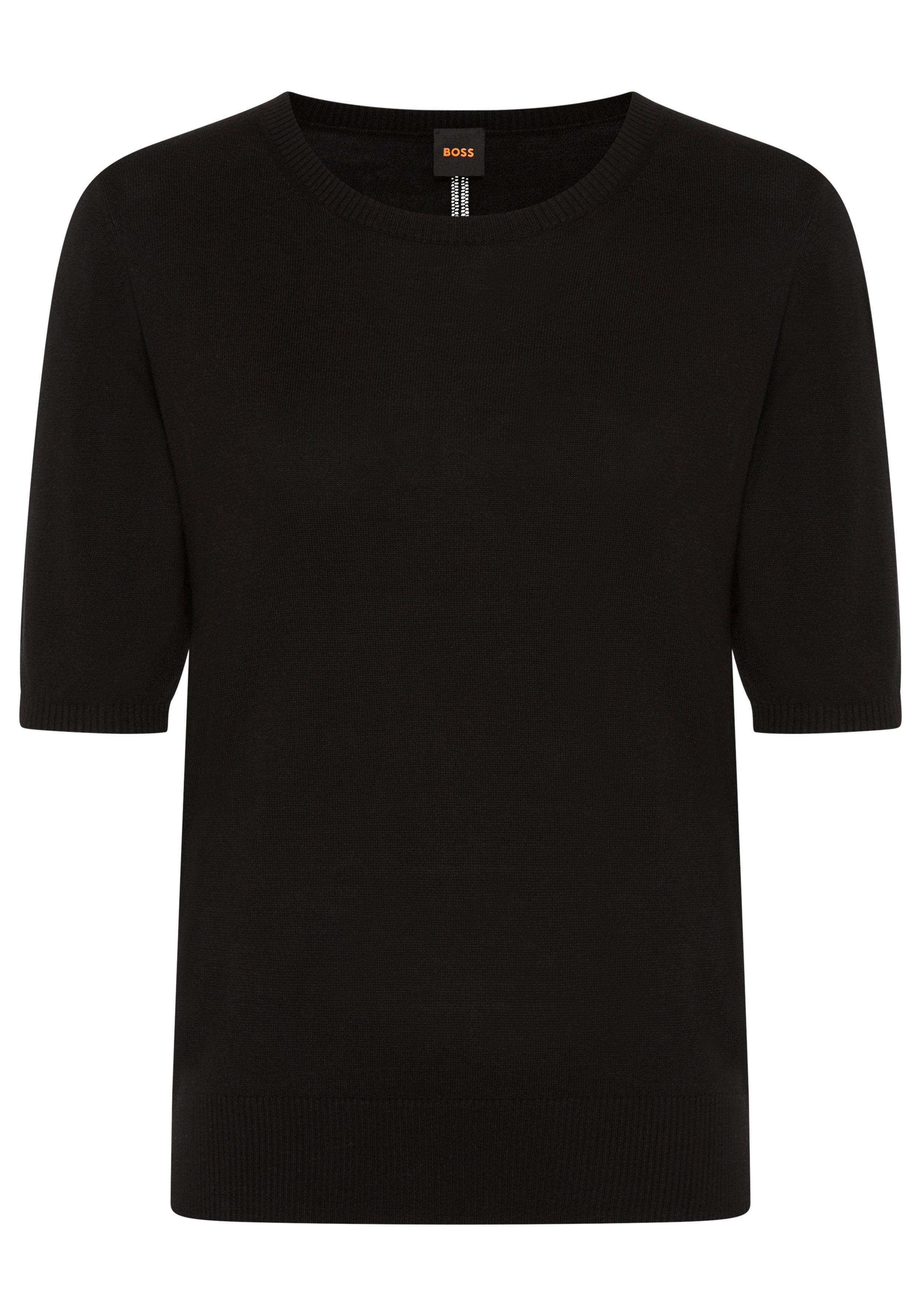 BOSS ORANGE Kurzarmpullover Fiaffu Premium Damenmode mit Lochmuster, Kaschmir-Anteil