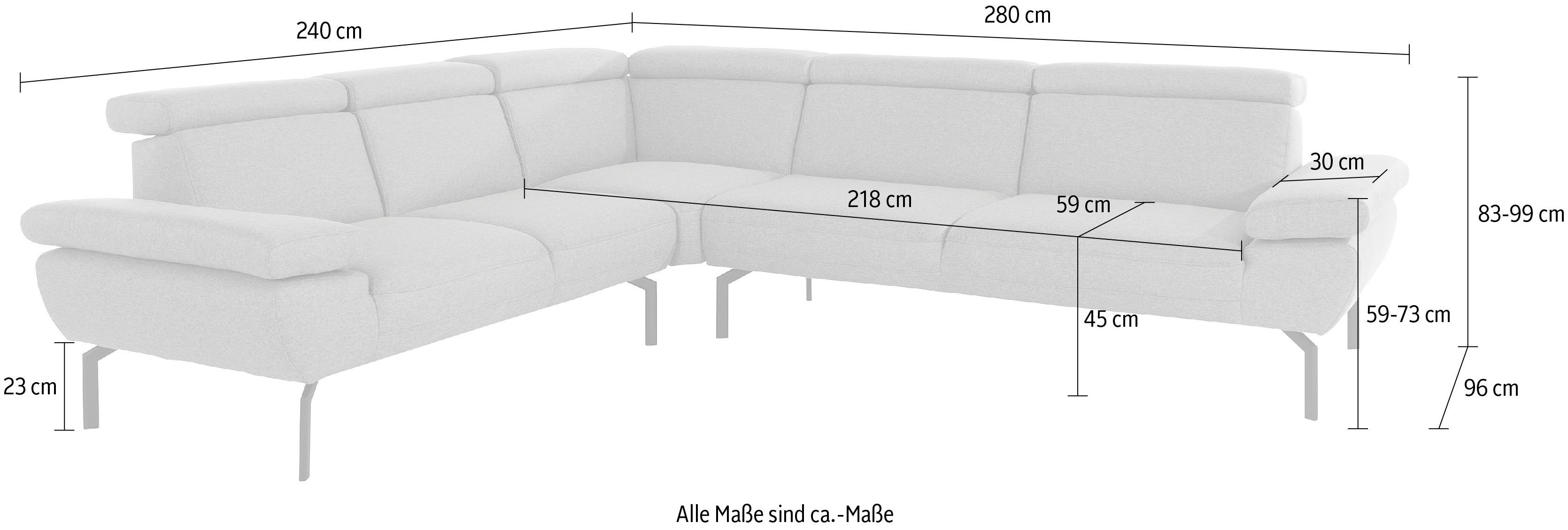 Places of Style Ecksofa Trapino Rückenverstellung, Luxus-Microfaser mit in wahlweise Luxus, Lederoptik