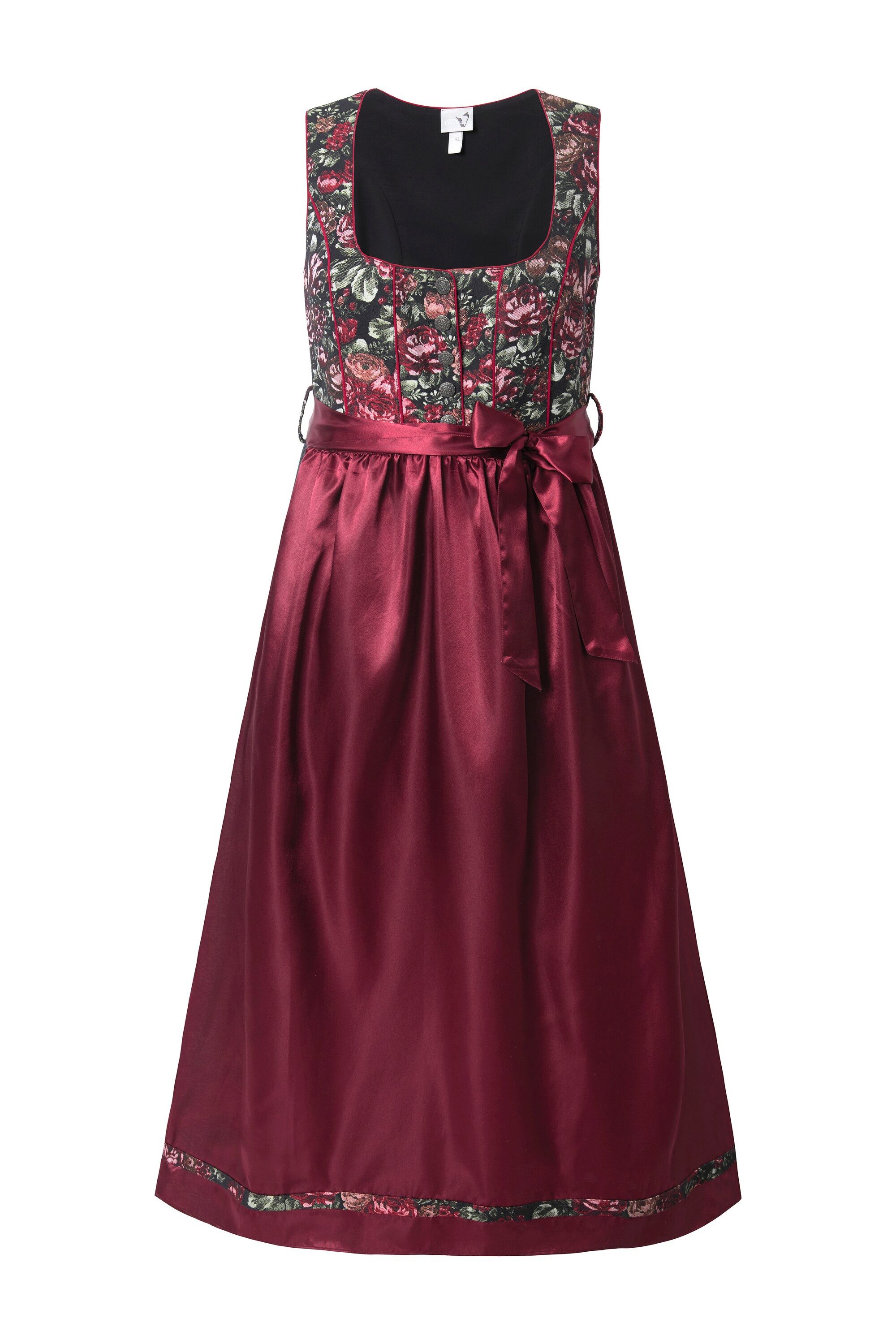 Ulla Popken Dirndl Dirndl Blüten Carré-Ausschnitt Satinschürze günstig online kaufen