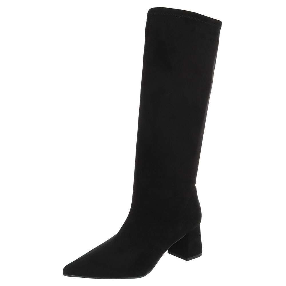 Ital-Design Damen Langschaftstiefel mit Blockabsatz, knielang Stiefel (92214210) Blockabsatz Stiefel in Schwarz