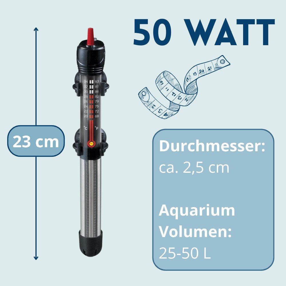 Happet Regelheizer Heizstab Aquarium 25 - 500 W Heizung Aquarium Heizstab Regelheizer