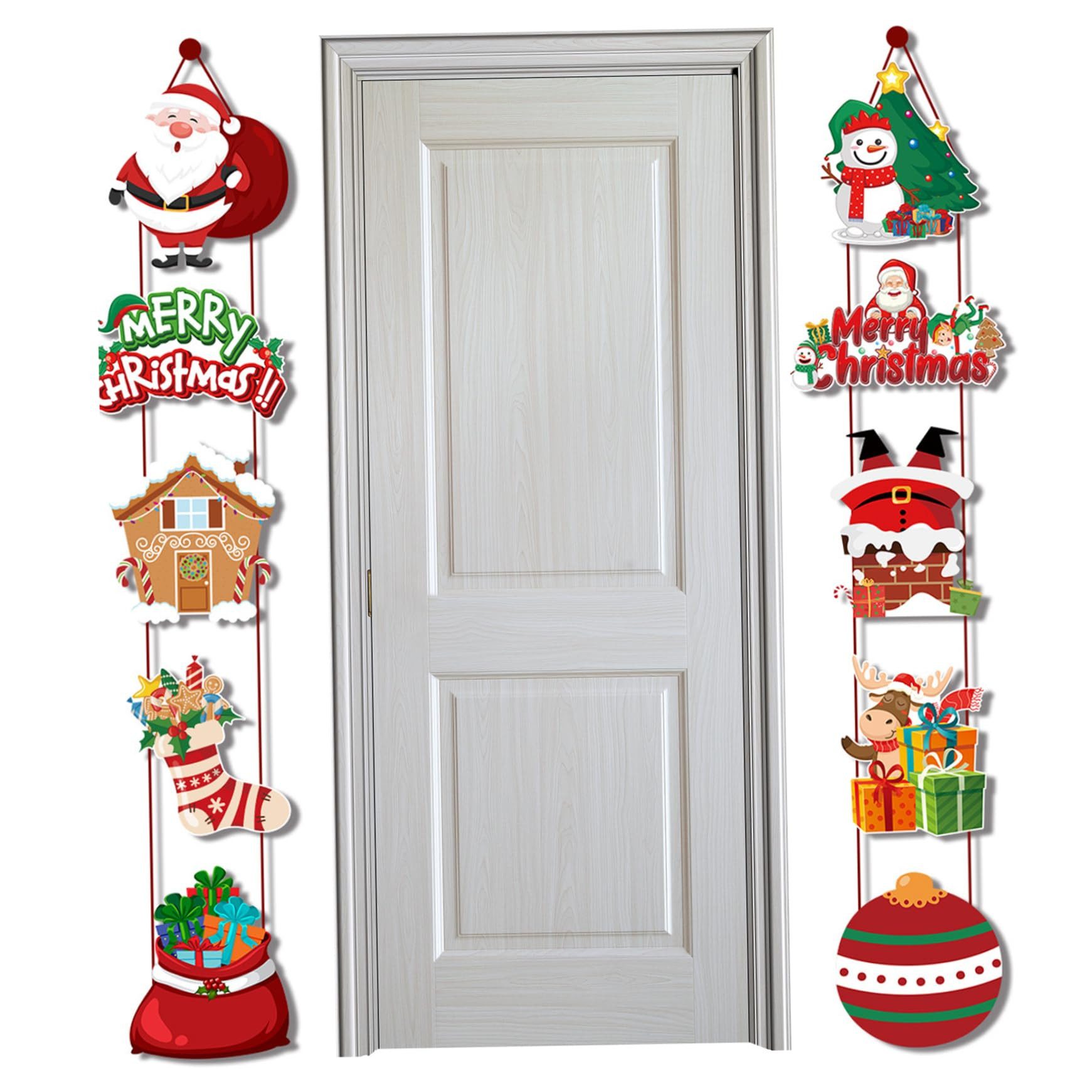 Coonoor Hängedekoration Weihnachten Tür Abdeckung Dekoration Weihnachtsmann Banner, für Drinnen Draußen Zuhause Veranda Wand Hof Dekorationen