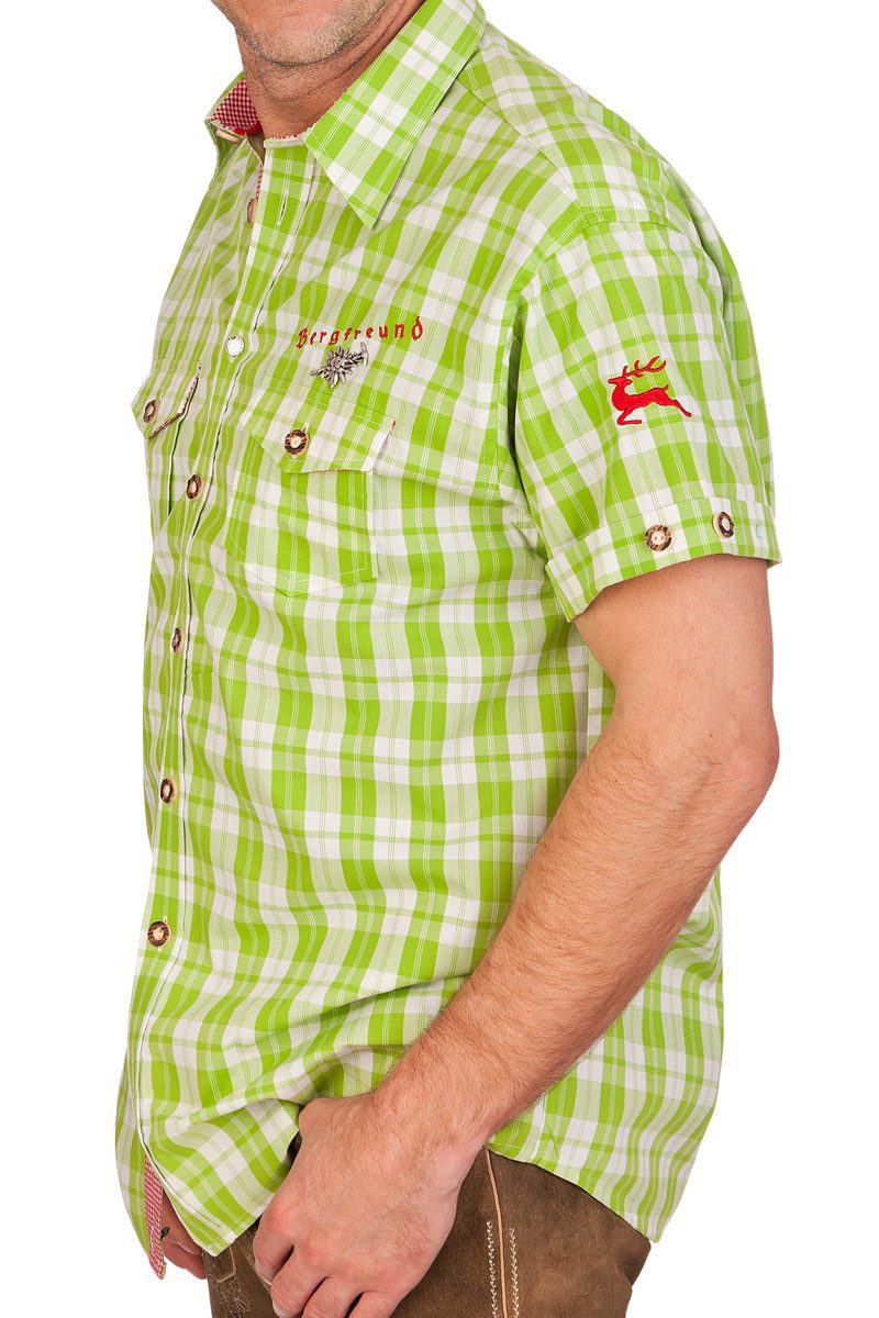 Orbis Textil GmbH & Co. KG Trachtenhemd Trachtenhemd - BERGFREUND - dunkelrot, apfelgrün, hellblau