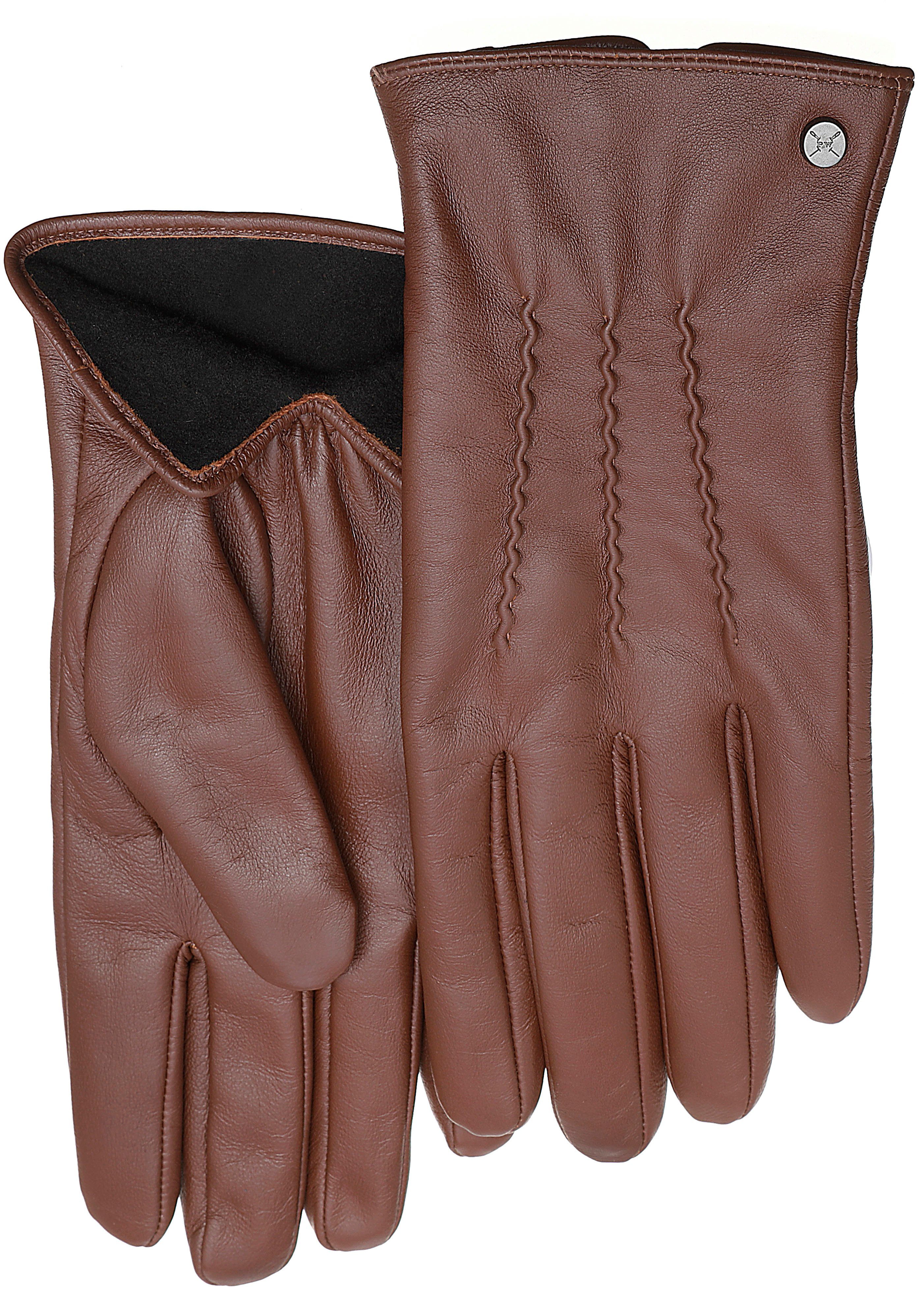 PEARLWOOD Fleece Innenfutter weiches Lederhandschuhe cognac Gates, aus