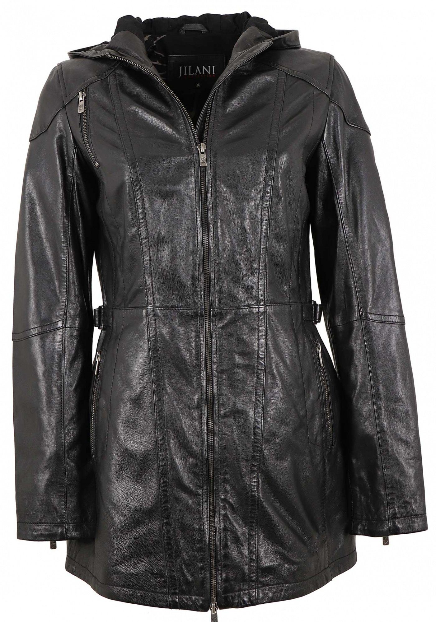 Jilani Lederjacke Catina #KJ Echtleder Ledermantel Lammnappa schwarz