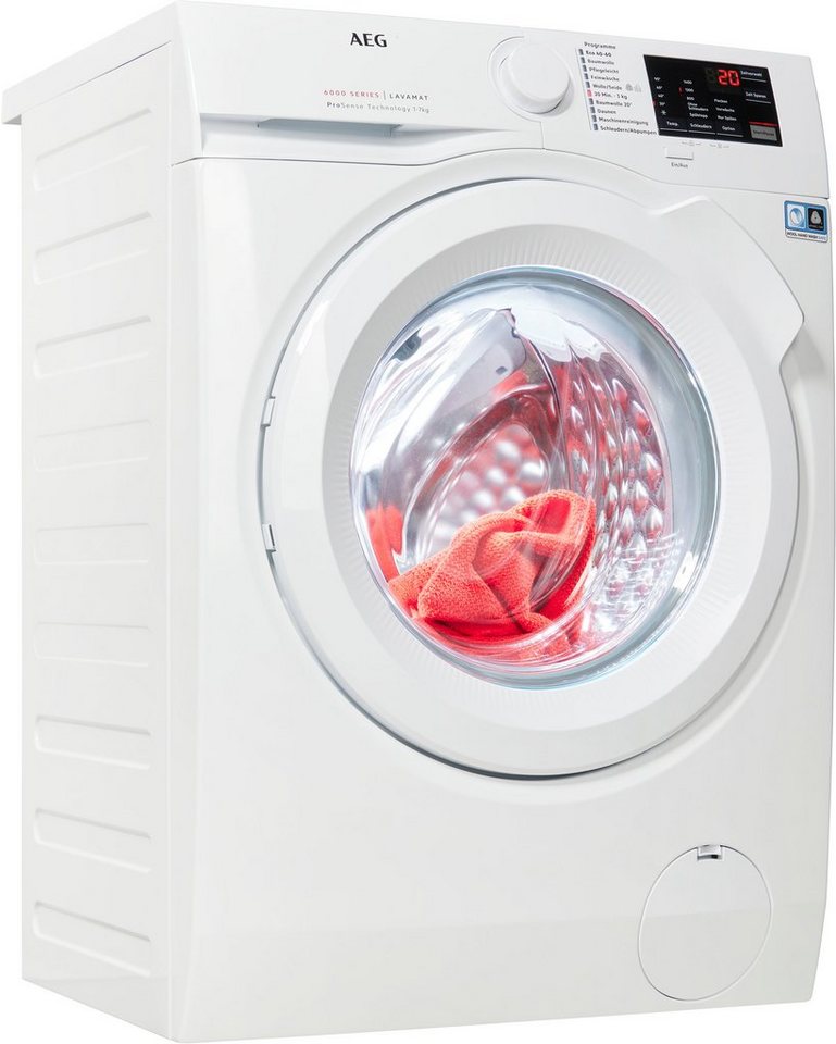 AEG Waschmaschine L6FBG51470 914921727, 7 kg, 1400 U/min, ProSense  Mengenautomatik, Aqua Control System - Vollwasserschutz mit Alarm und  Wasserstopp Schlauch