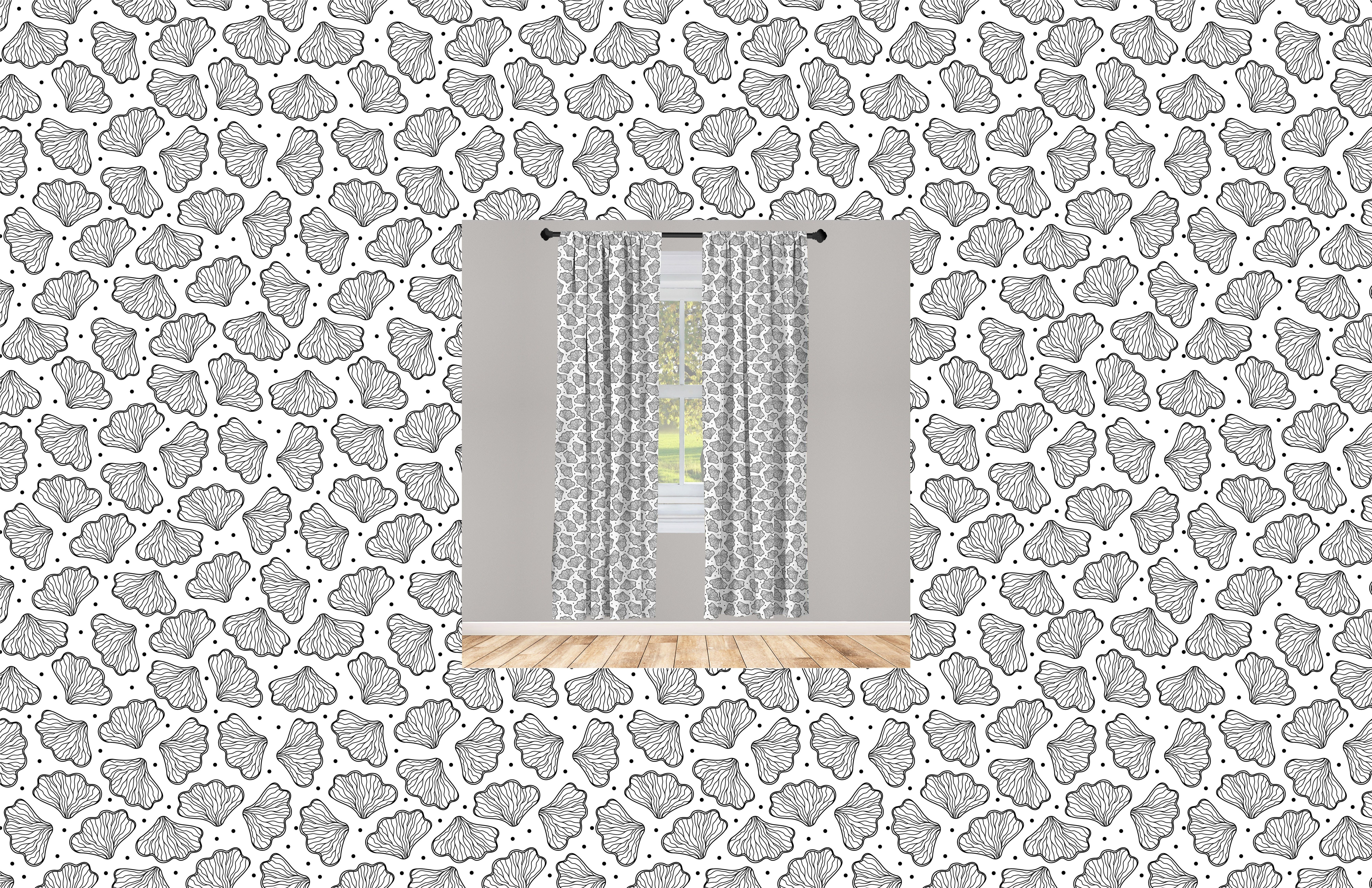 Vorhang Shells Gardine Sea Nautisch Abakuhaus, Dekor, Schlafzimmer Wohnzimmer Kunst Microfaser, für Striped