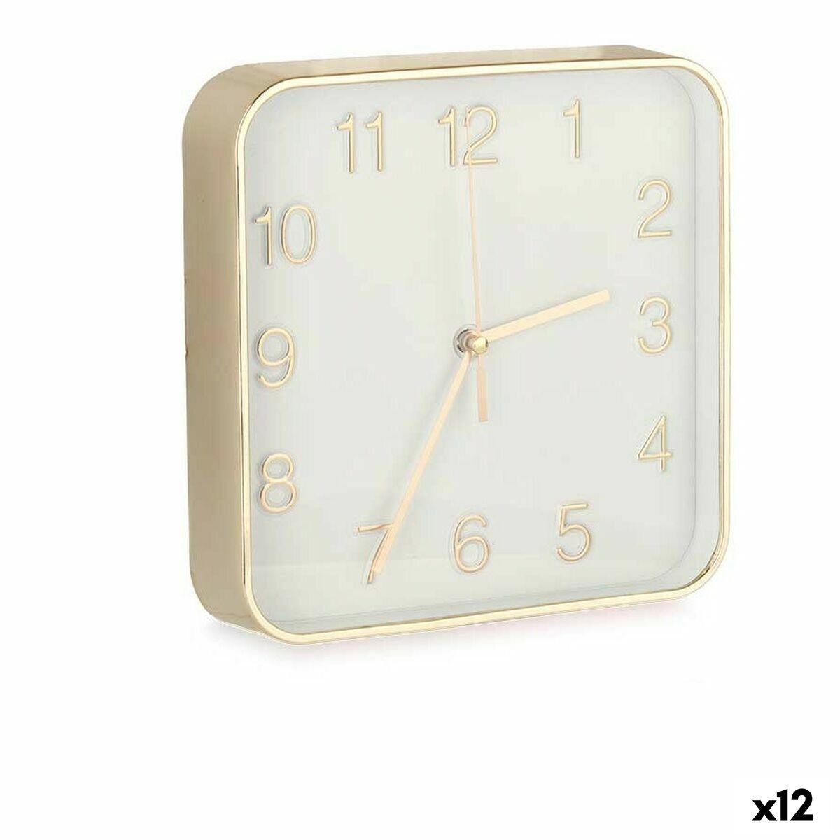 Gift Decor Uhr Wanduhr karriert Gold Glas Kunststoff 19 x 19 x 3,5 cm 12 Stück Wohnzi