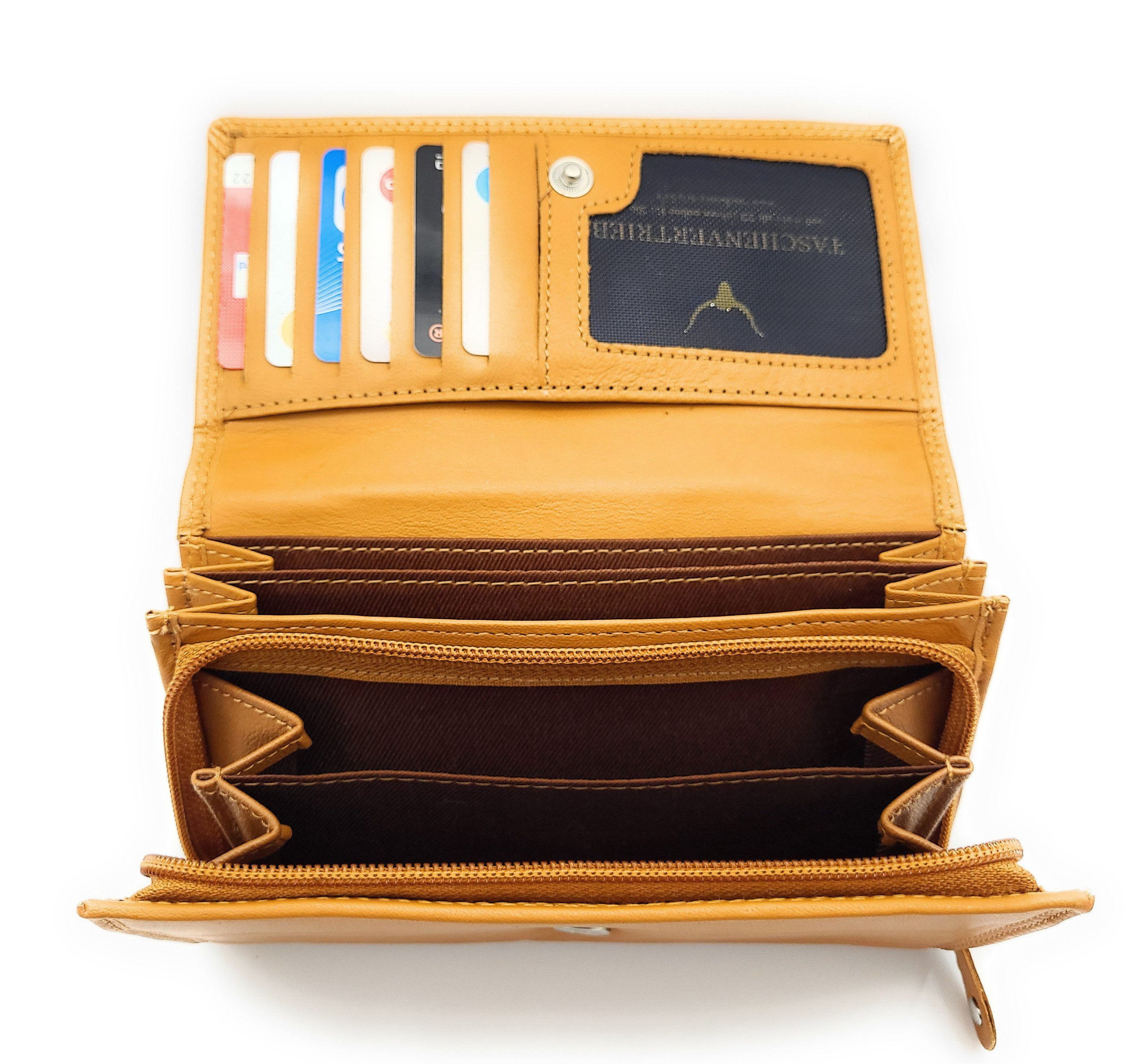 Lemasi Geldbörse XXL Damenbörse aus echtem Nappaleder mit RFID-Schutz, 18 Kartenfächer