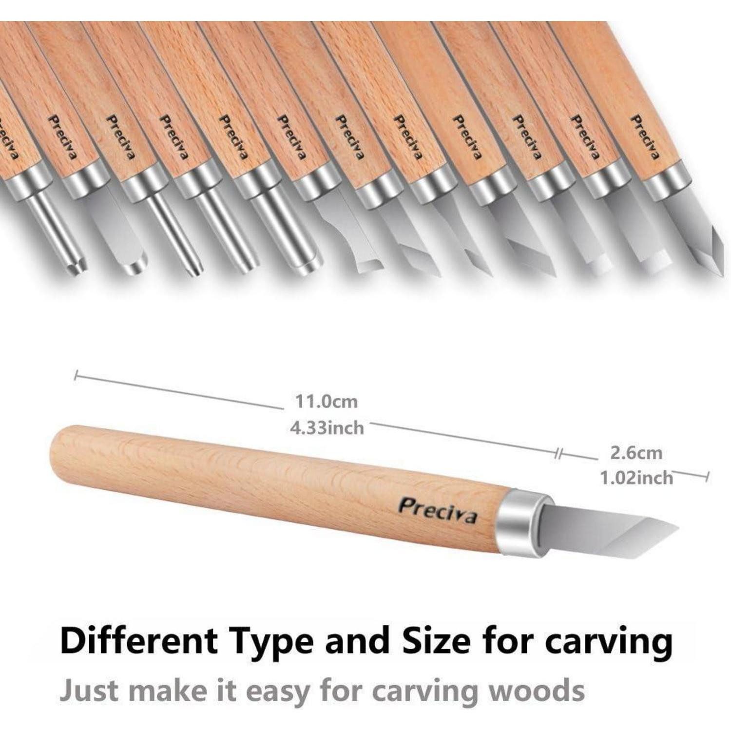 LuxusKollektion Meißel-Set Schnitzwerkzeug 12er Set Holz Schnitzmesser Schnitzmesser Meißel Set