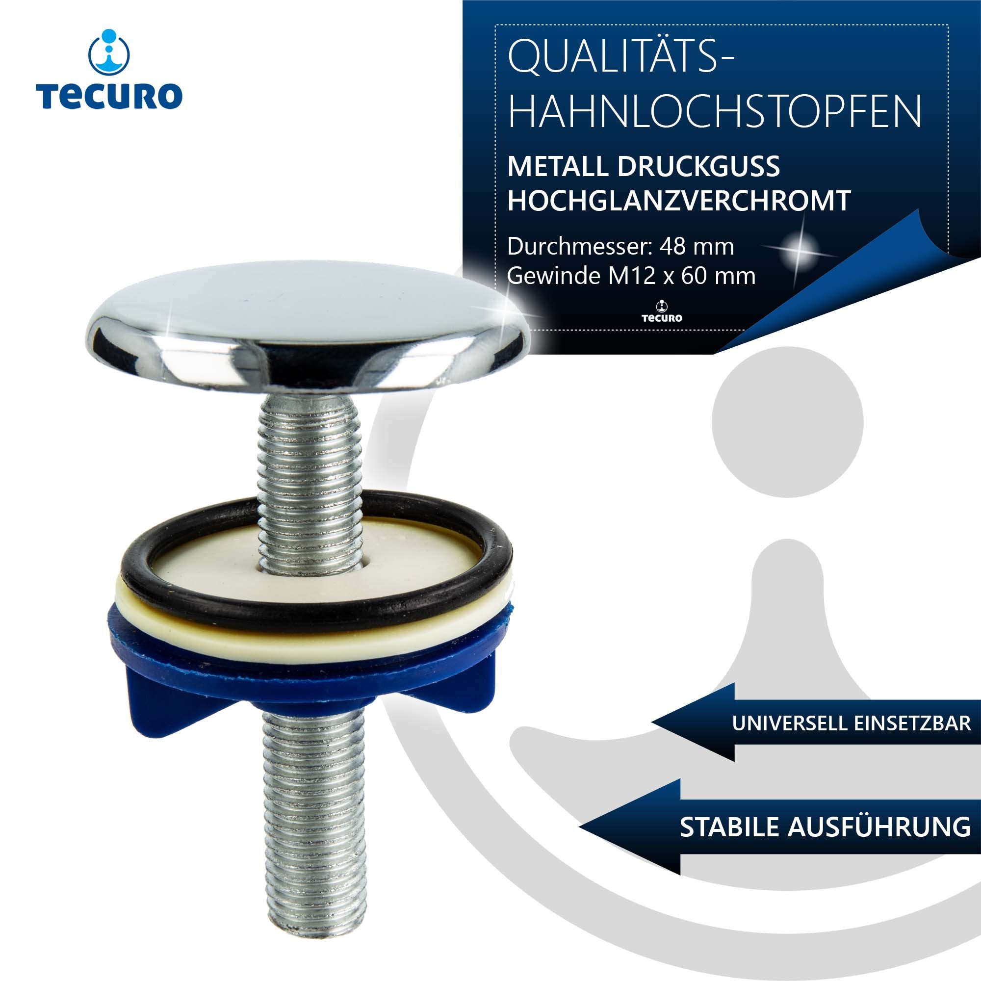 Thumbnail - tecuro Badarmatur Hahnlochstopfen Deckrosette Hahnlochdeckel Ø 48 mm