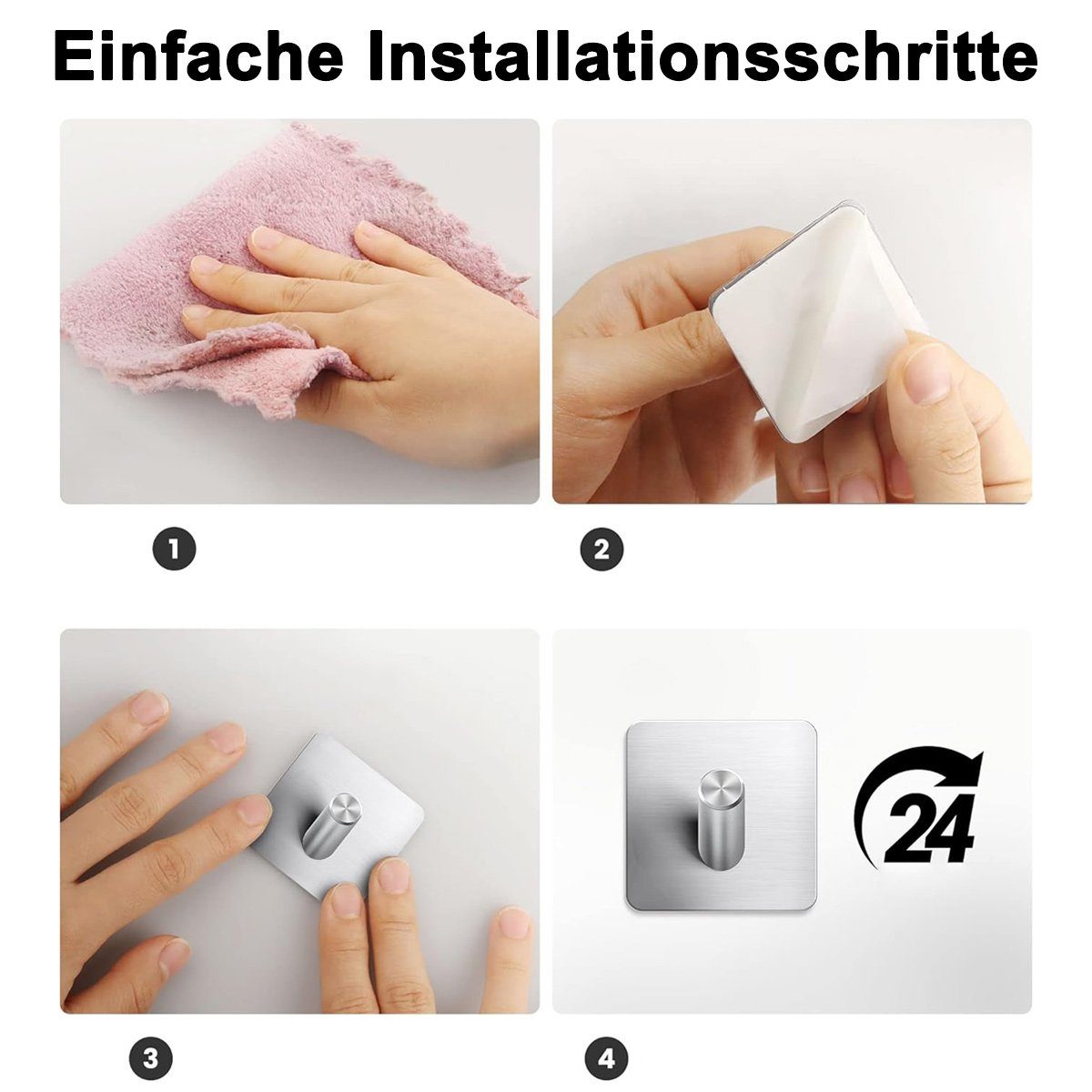 Küchen Klebehaken,Wandhaken Toilettenschränke Handtuchhaken Silber Jormftte Edelstahl,für Badezimmer