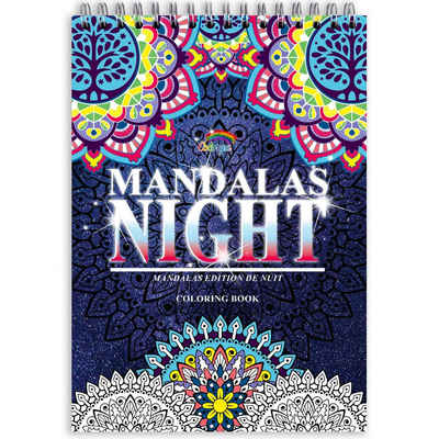 Colorya Malen nach Zahlen Colorya Mandala Malbücher - A4 Größe - Mandalas Nacht Buch (50 bytes)