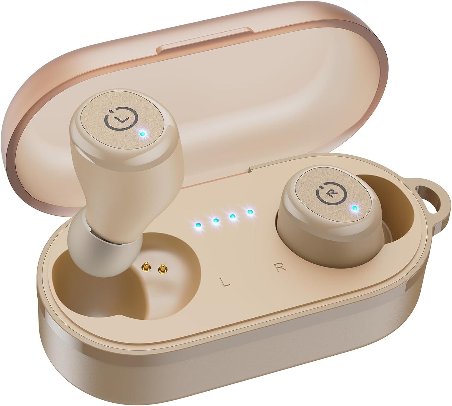 TOZO Bluethooth 5.3 mit Kabelloser Ladebox, App Customize 16 EQ In-Ear-Kopfhörer (Wasserdichte Ohrhörer mit IPX8 Nano-Beschichtung für Schutz bei Regen und Schweiß., Ergonomisches Design IPX8 Wasserdicht Leistungsstarker Sound für Sport)