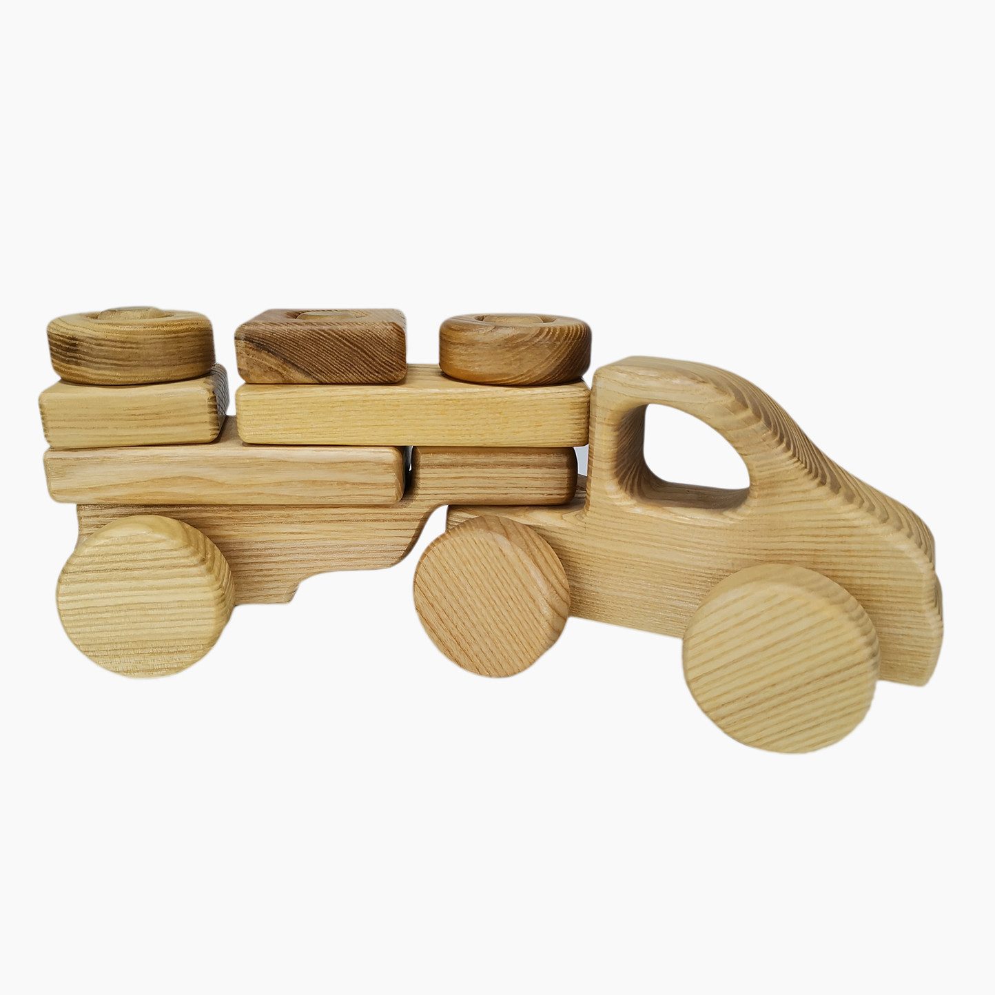 Lotes Toys Spielzeug-LKW Steckspielzeug Holz Lastwagen, (packung, 8-tlg., set), Abgerundete Kanten für maximale Sicherheit