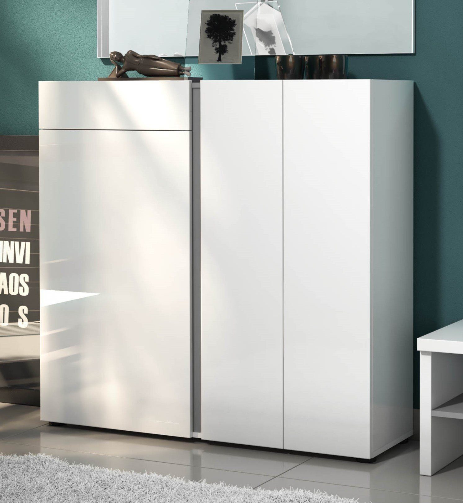 KITALY Schuhkommode in wei, Holzwerkstoff - 120x115x34cm (BxHxT) (1 St)