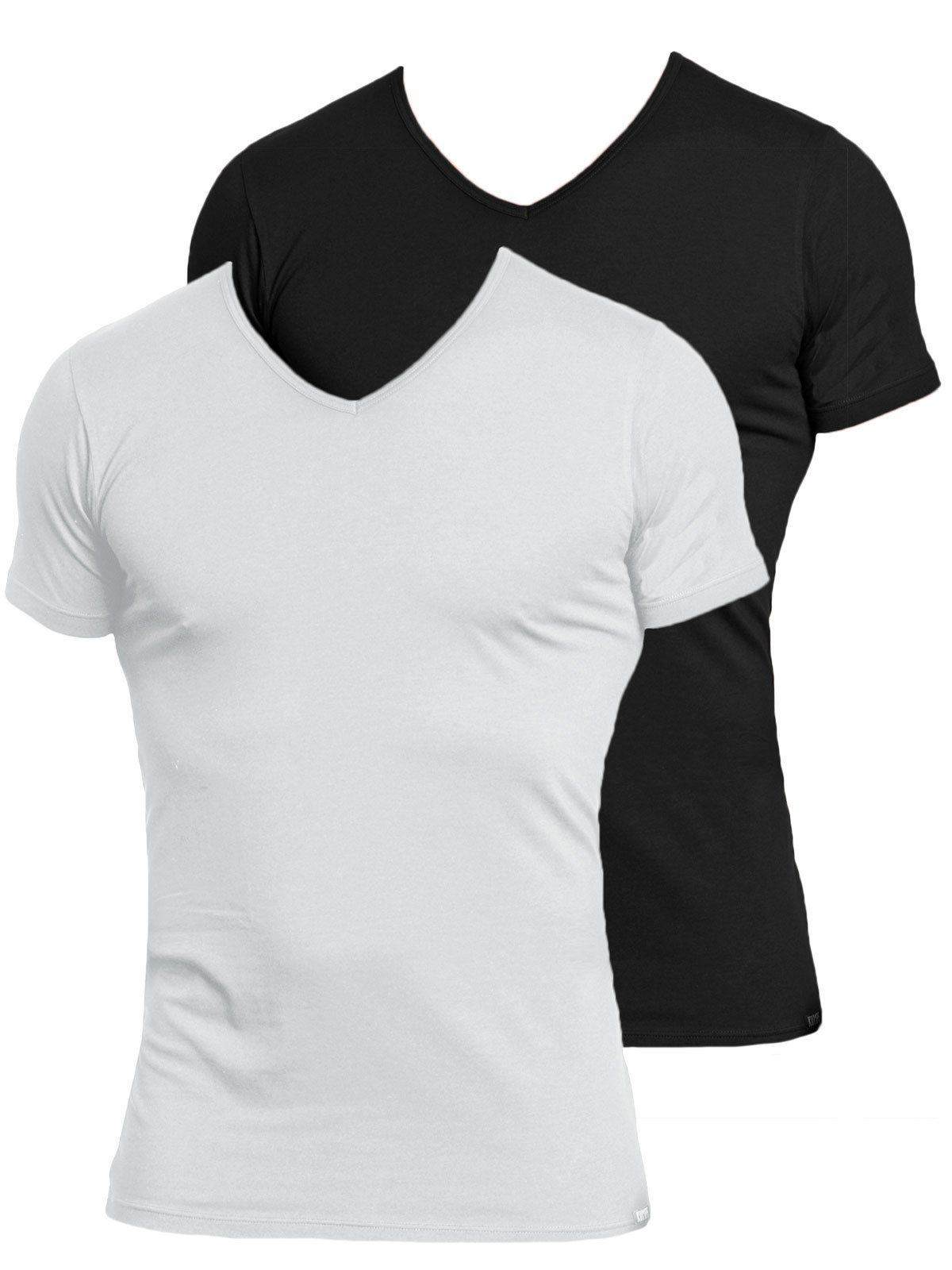 Unterziehshirt weiss Sparpack T-Shirt Single Materialmix 2er KUMPF Jersey 2-St) (Spar-Set, schwarz Herren