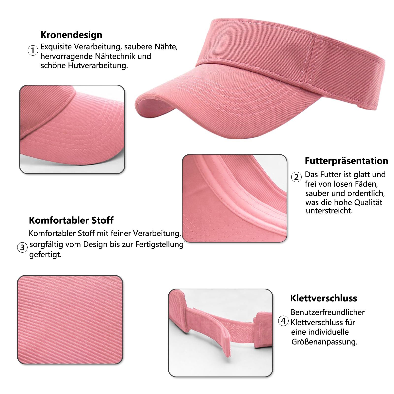Zaewry Strohhut Unisex Visoren Cap Schirmmütze für Tennis & Golf – Leichte Sonnenblende mit UV-Schutz, Ideal für Damen und Herren