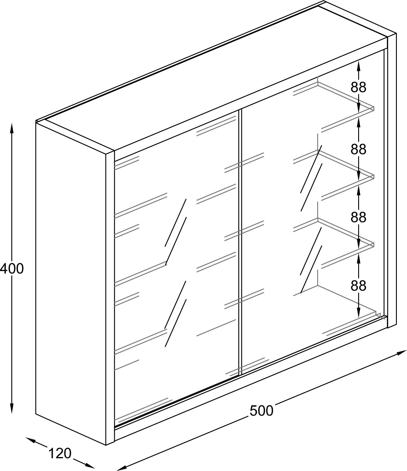 VCM Hängevitrine Drivalo B. 50 x T. 12 x H. 40 cm Präsentation und Aufbewahrung von Sammlerstücken, Wohnzimmer oder Büro – Bild 4 von 4