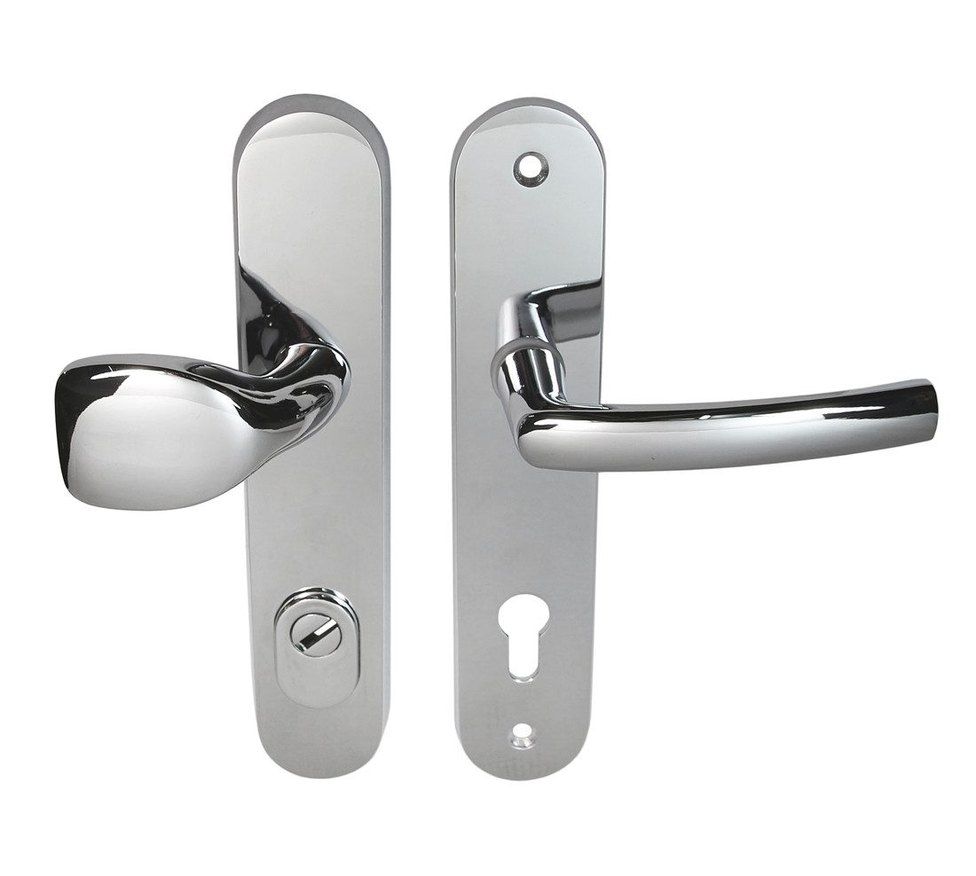 Türbeschlag Haustür Schutzbeschlag Security 303 Chrom HS-92 mm mit ZA, Stahleinlage im Außenschild