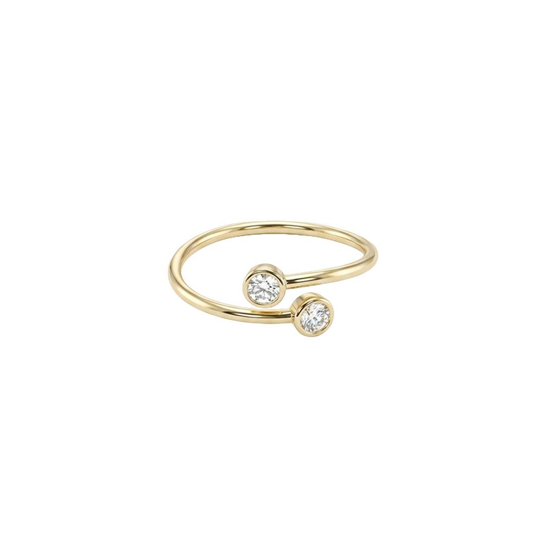 Suzan Gold Goldring 375 Echtgold Twinlight offen mit zwei Zirkonia Größe 56