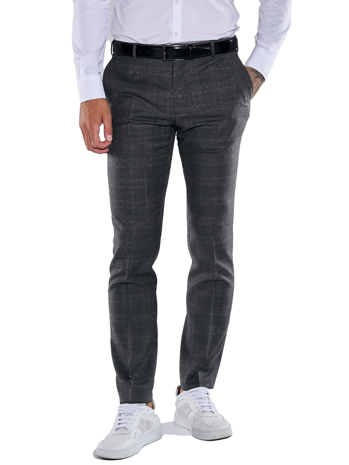 Anzughose Herren Anzug-Hose slim fit, Grau
