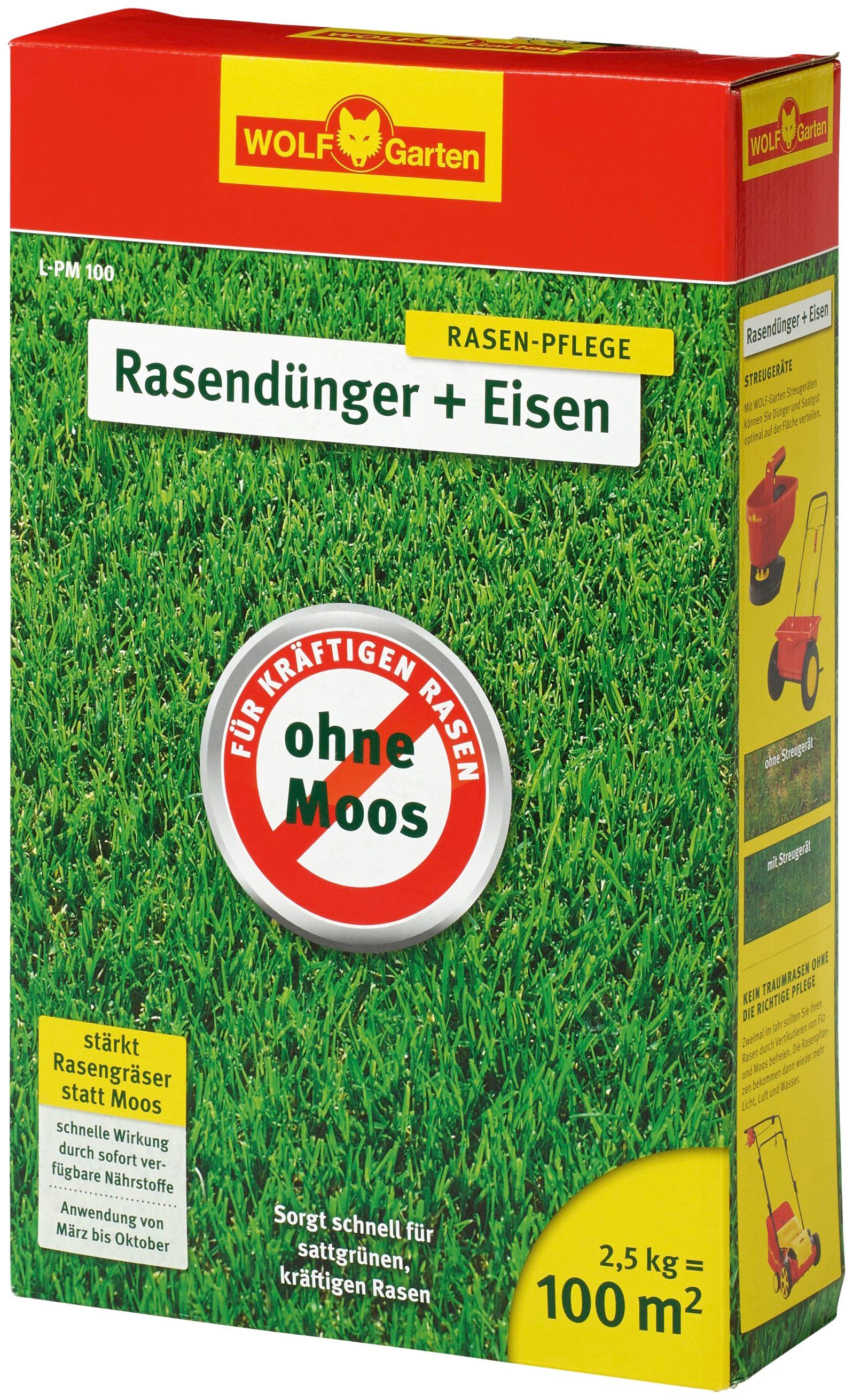 WOLF-Garten Rasendünger »L-PM 100 plus Eisen«, Granulat, 2,5 kg