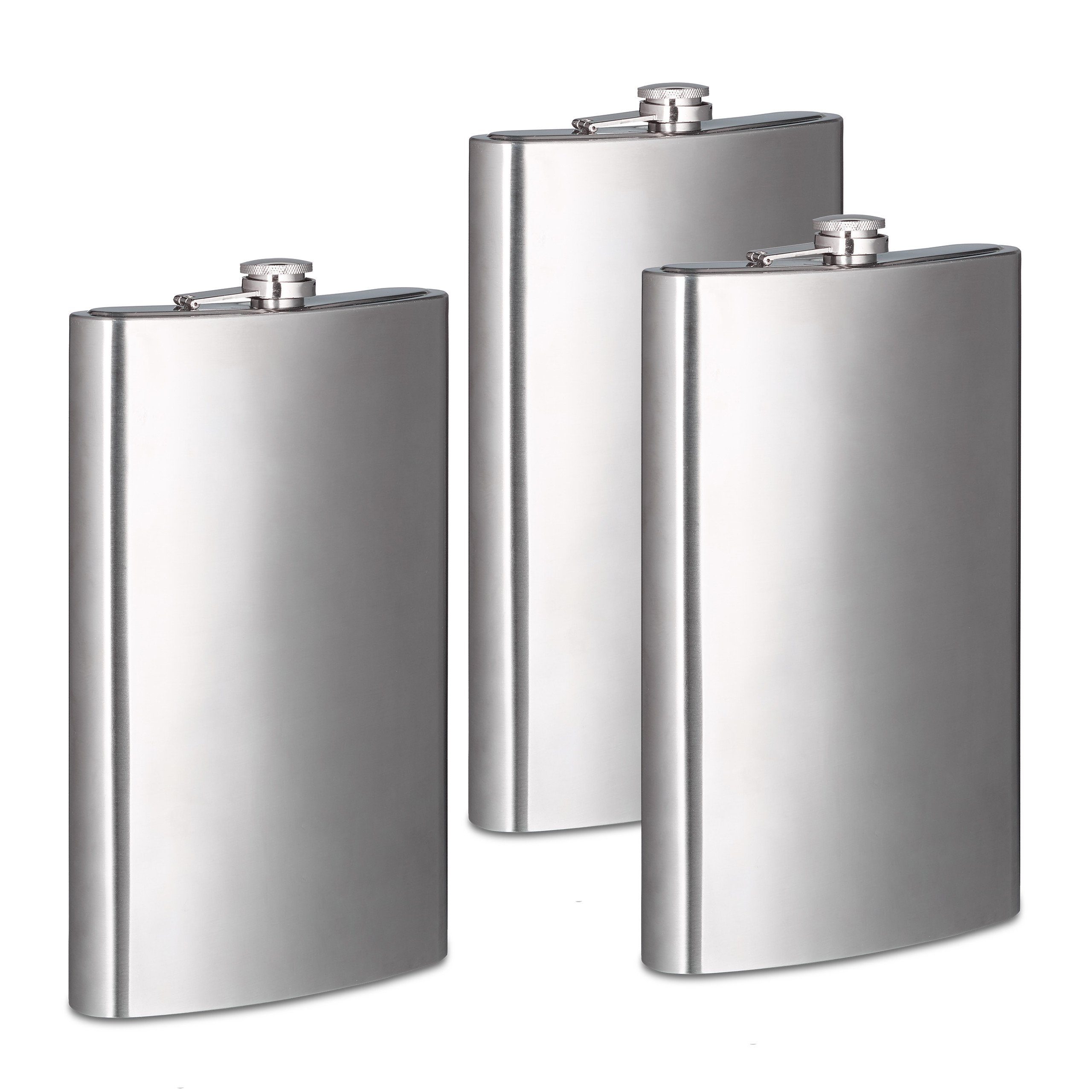 Flachmann 3 x Flachmann XXL 1,8l aus Edelstahl