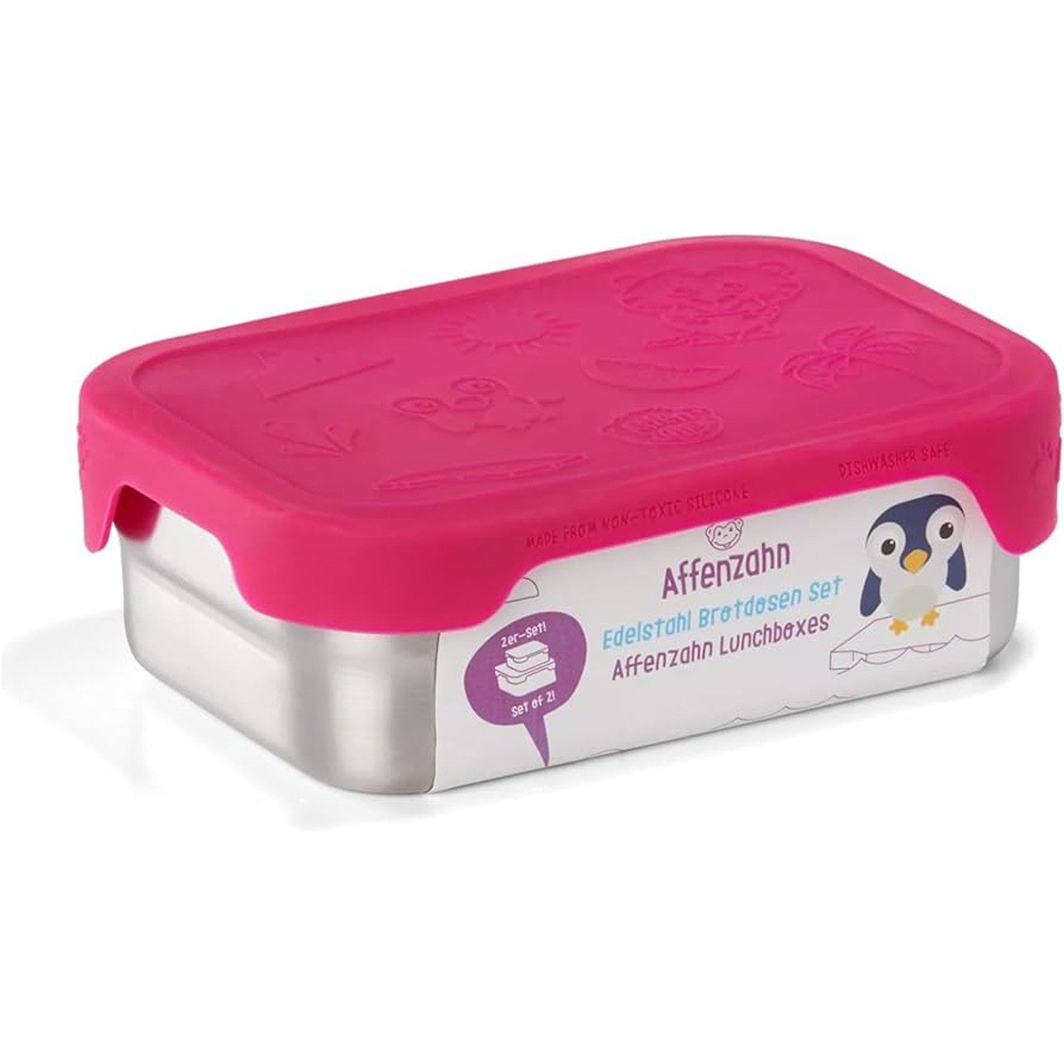 Affenzahn Lunchbox Affenzahn Edelstahl Brotdosen-Set pink Eule