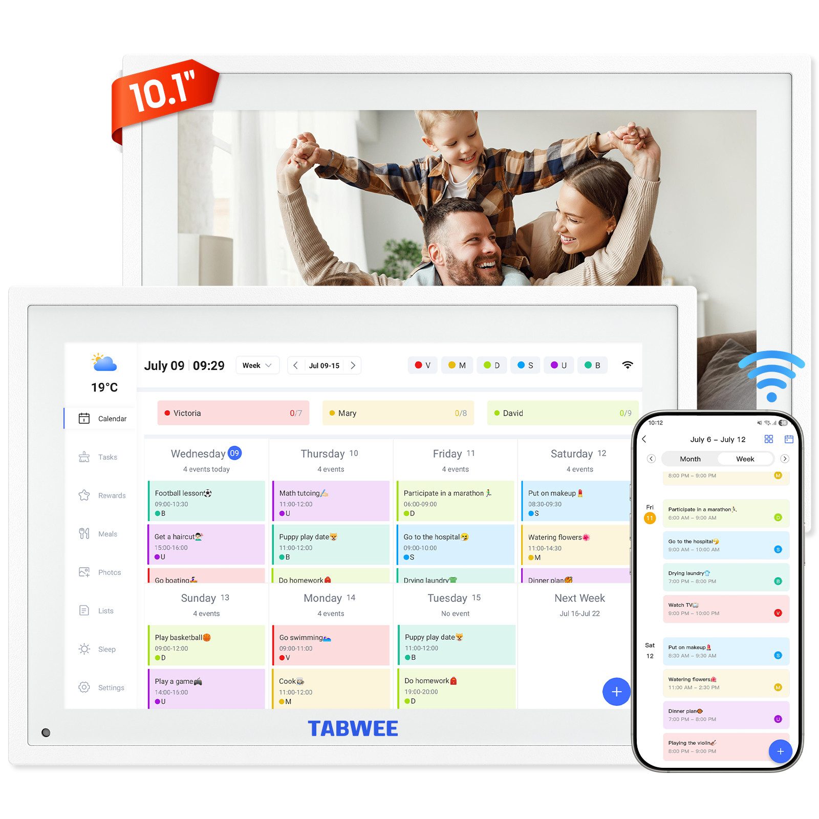 TABWEE P10 10,1" Desktop Digitaler Bilderrahmen und Kalender Tablet (10.1", 32 GB, Android 10,1, Festival Geschenke für Mama, Papa)