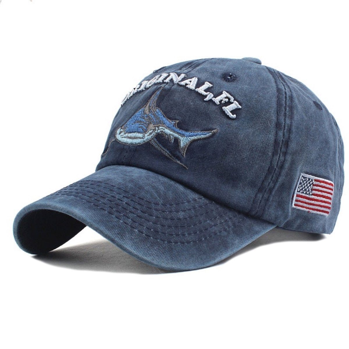 Sporty Baseball Cap Original FL Hai Captain Fischer Angler Anglerkappe Anker Maritim Cap mit Belüftungslöchern