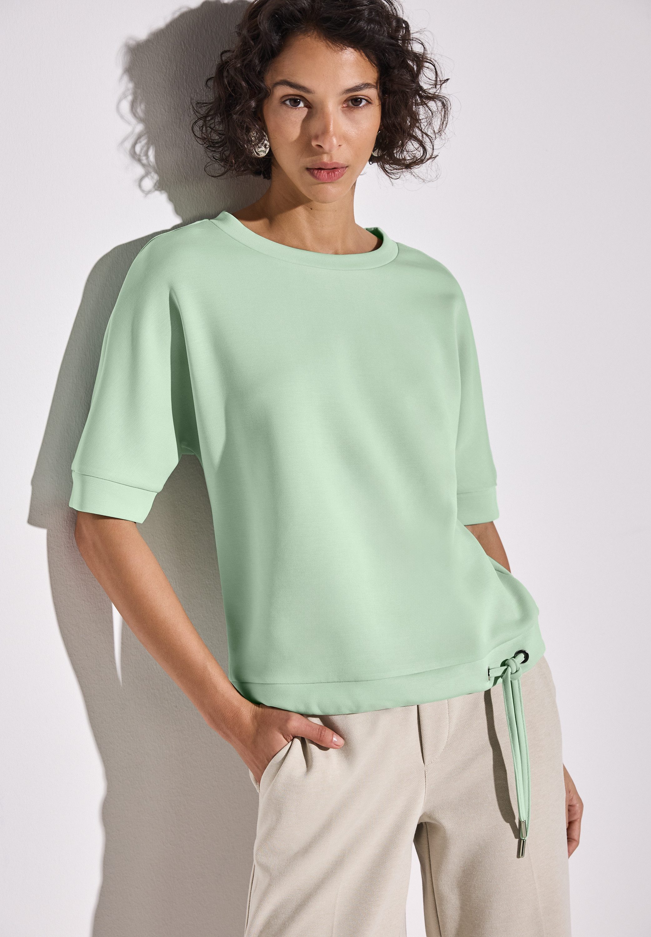 STREET ONE T-Shirt mit Tunnelzug am Saum