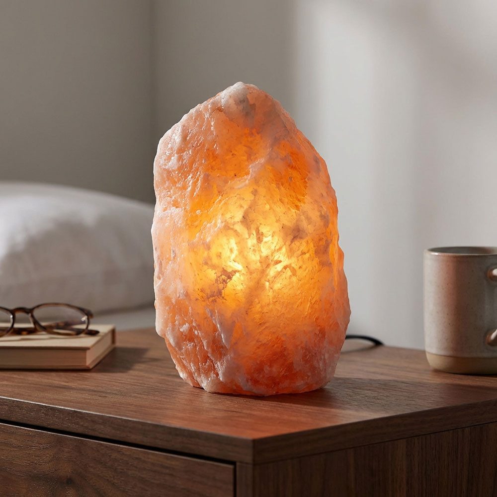 GLOBO LIGHTING Dekolicht, Leuchtmittel nicht inklusive, Nachttischleuchte Tischlampe Salzkristall Wohnzimmer E14 H 16 cm