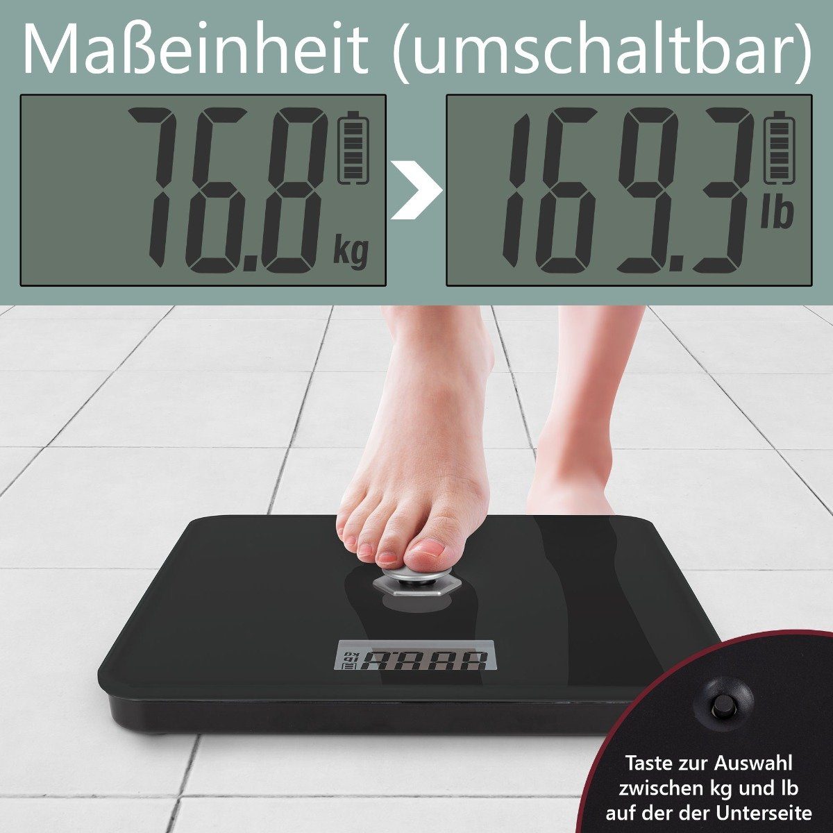 ProfiCare Personenwaage PC-PW 3112, Personenwaage ohne Batterie, von 5g – 180 kg – Bild 5 von 5