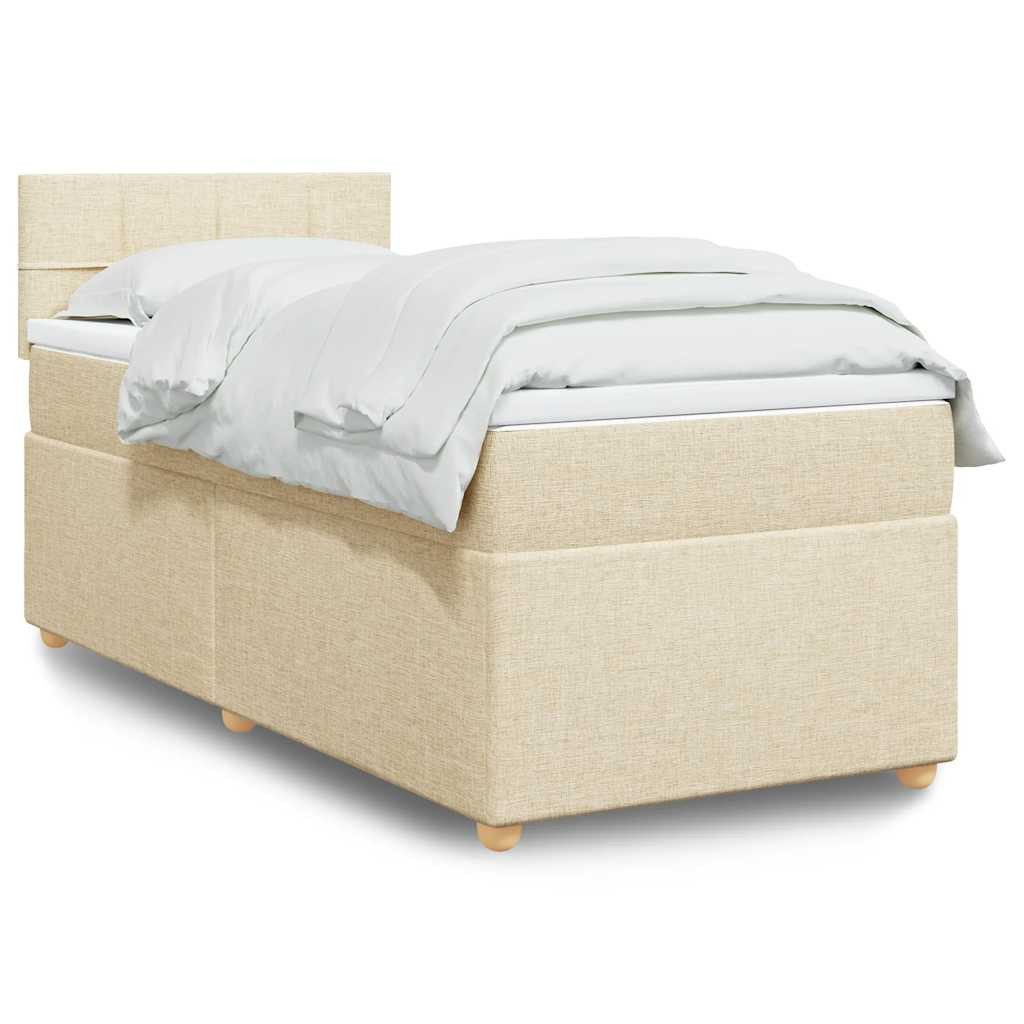 Bett Boxspringbett Creme 200x80x100,5 cm mit Matratze und Auflage