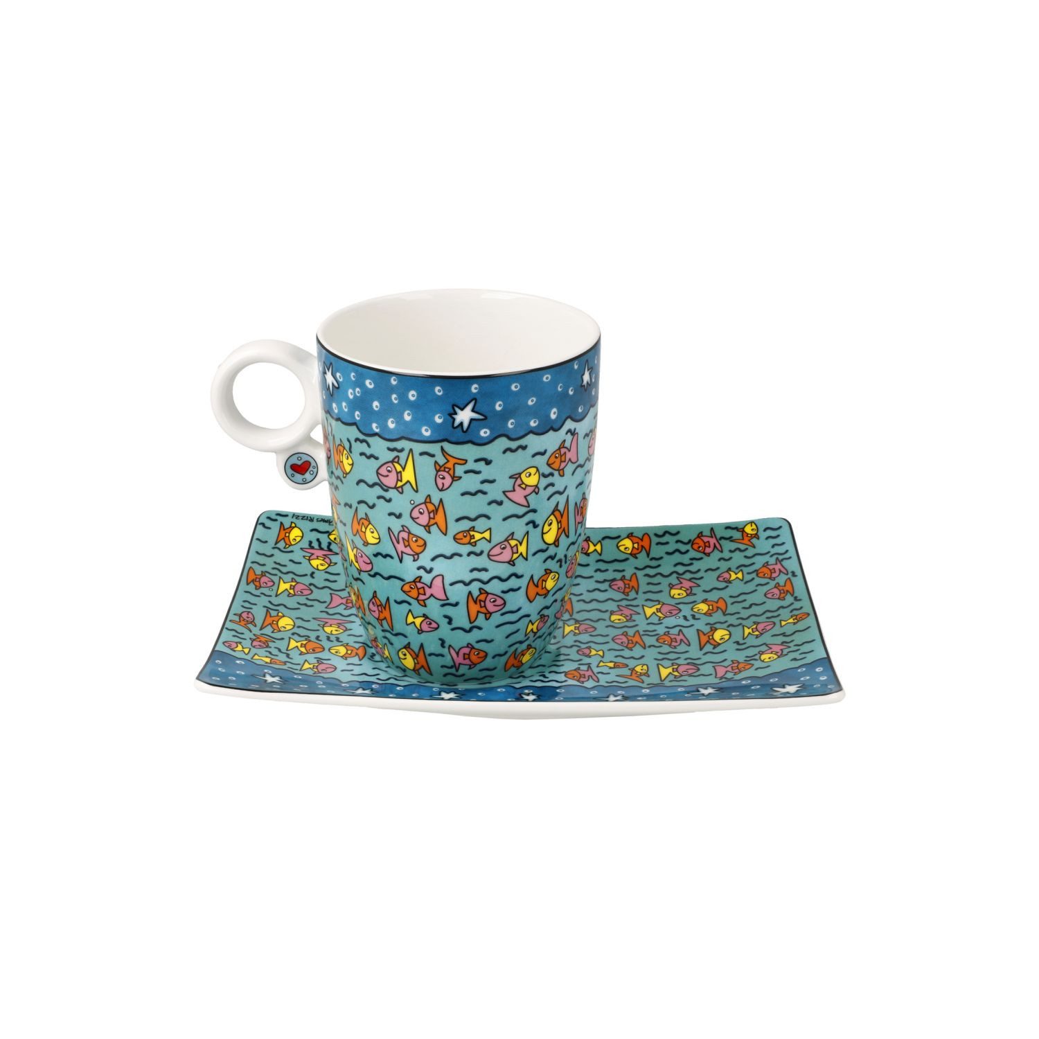 Goebel Tasse James Rizzi, Fine Bone China, in Geschenkbox, Bunt, Family of Fish, H: 11cm
