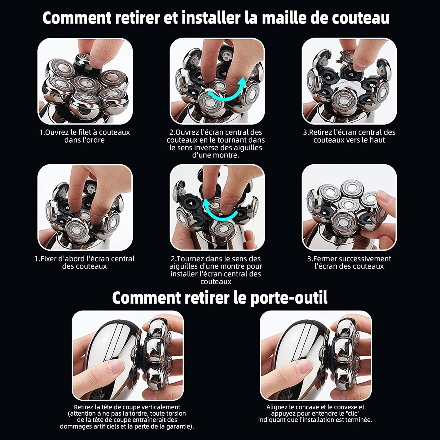 autolock Elektrorasierer 5 in 1 Kopfrasierer,Rasierapparat Nass und Trockenrasierer, ausklappbarer Langhaarschneider, LED Anzeige Bart Nasenhaartrimmer Gesichtsbürste Pflege Kit