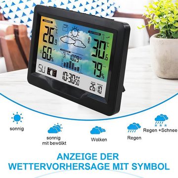 Welikera Wetter Wecker,Wettervorhersage,Temperatur & Luftfeuchtigkeit,Kalender Funkwetterstation