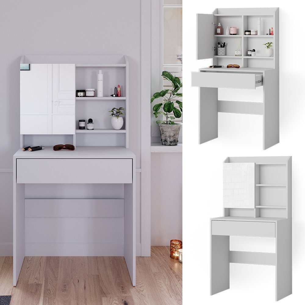 Produktbild von Vicco Schminktisch Sherry, Weiß/Weiß Hochglanz, 128.2 Cm Mit