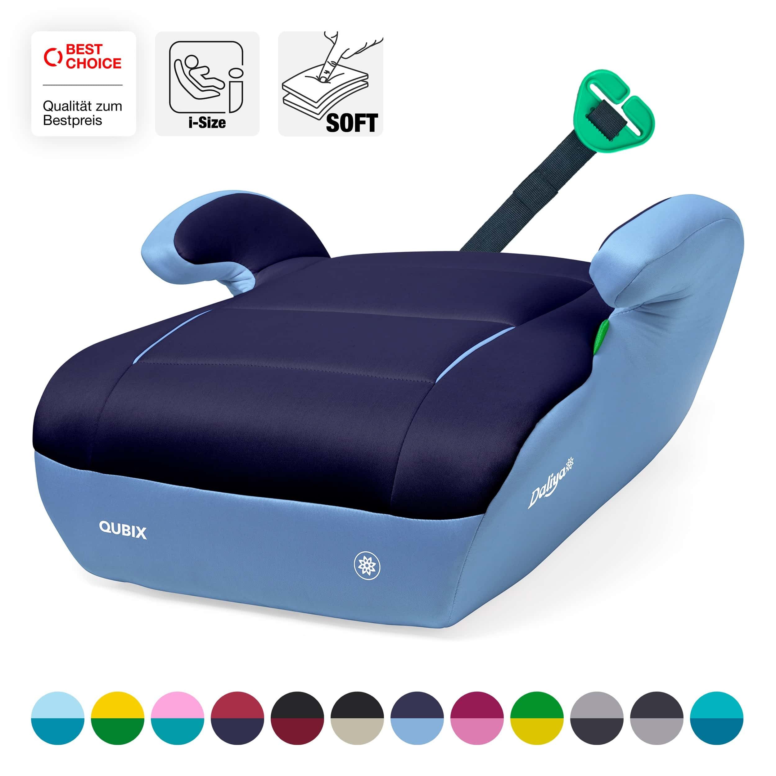 Daliya® Kindersitzerhöhung QUBIX I-Size Sitzerhöhung, Kindersitzerhöhung, Kindersitz, ab: ab 6 Jahre oder 125cm Körpergröße, bis: bis 12 Jahre oder 150cm Körpergröße, ab: 125 cm, bis: 150 cm, (Packung, 1-tlg), I-Size, Gurtfix, ergonomisch, weich, waschbar